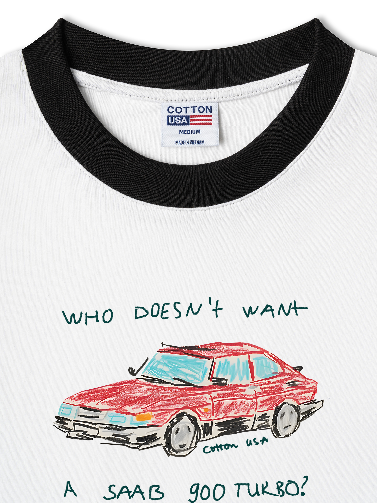 Áo Thun Ringer Relaxed Fit Classic Car Crayon Car