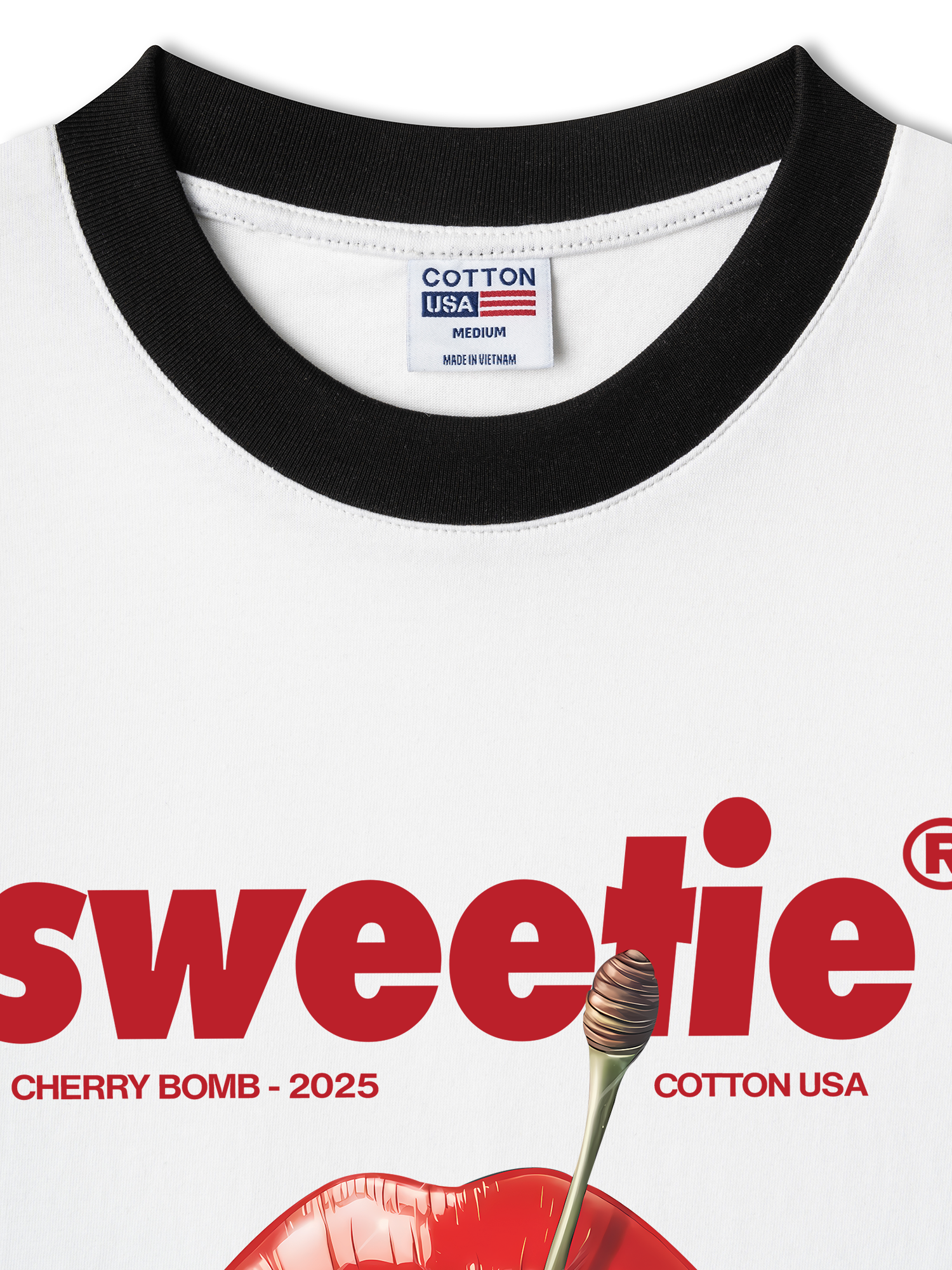 Áo Thun Ringer Relaxed Fit Cherry Sweetie Lip