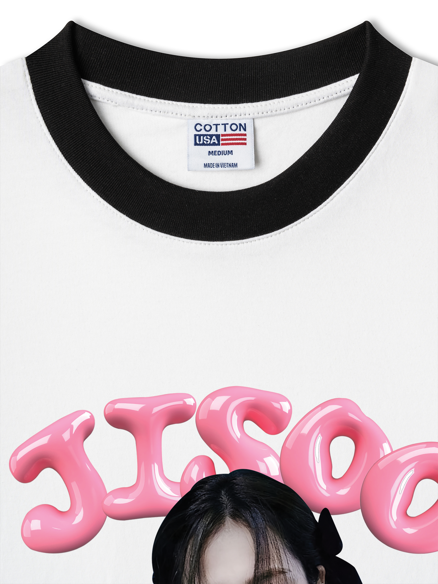 Áo Thun Ringer Relaxed Fit Black Pink Jisoo