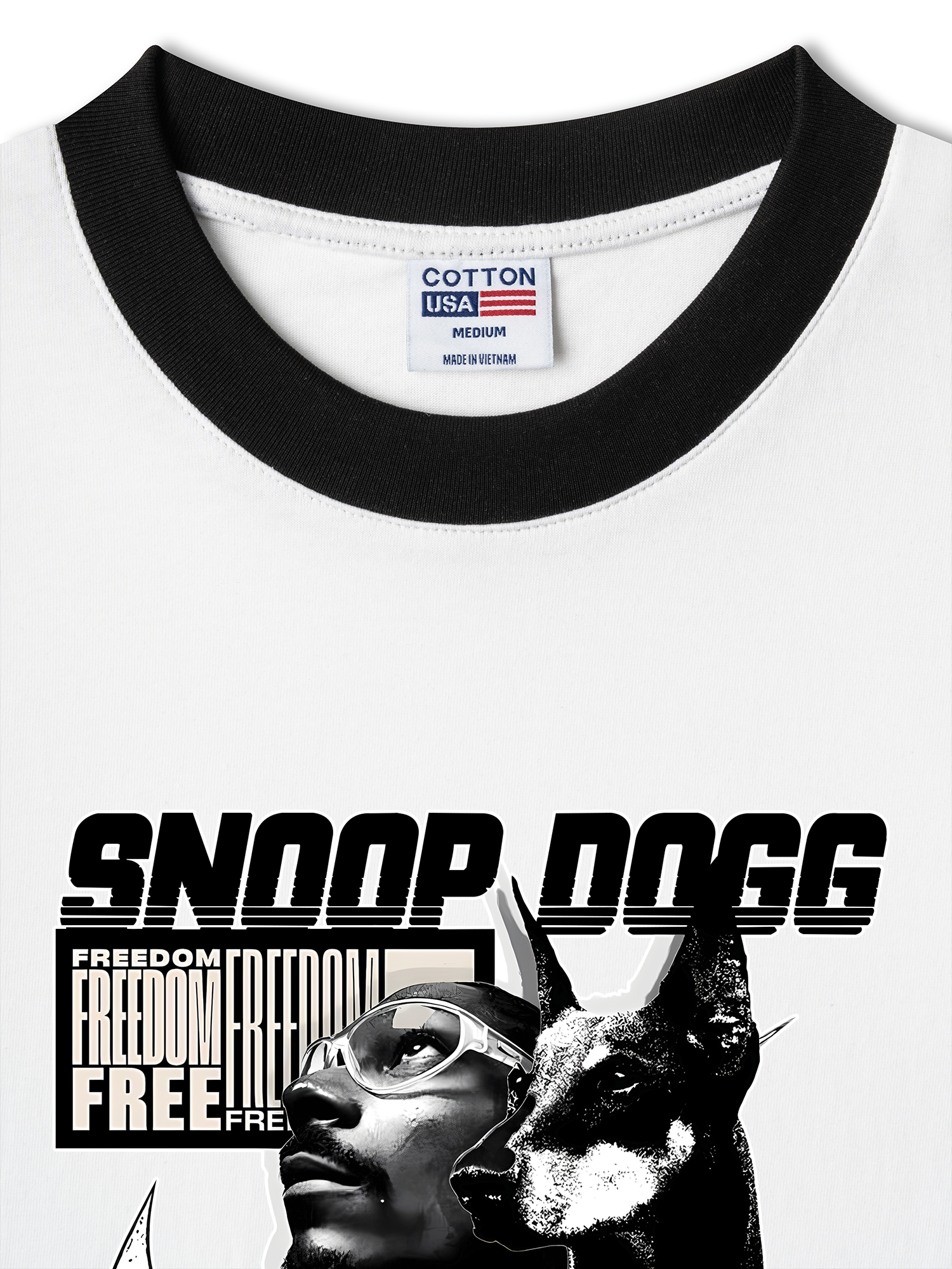 Áo Thun Ringer Relaxed Fit Rapper Black And White Snoop Dog