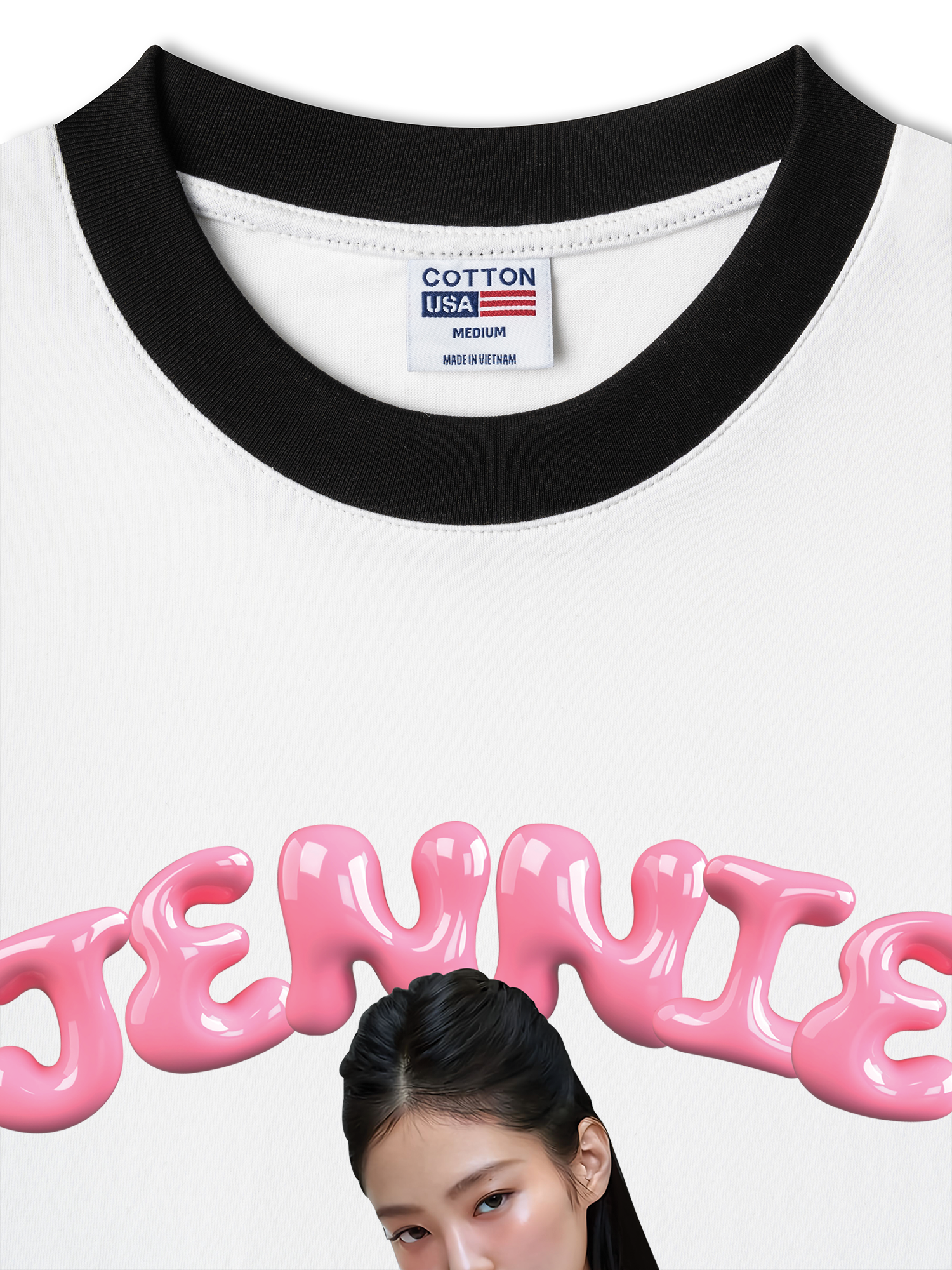 Áo Thun Ringer Relaxed Fit Black Pink Jennie In Your Area