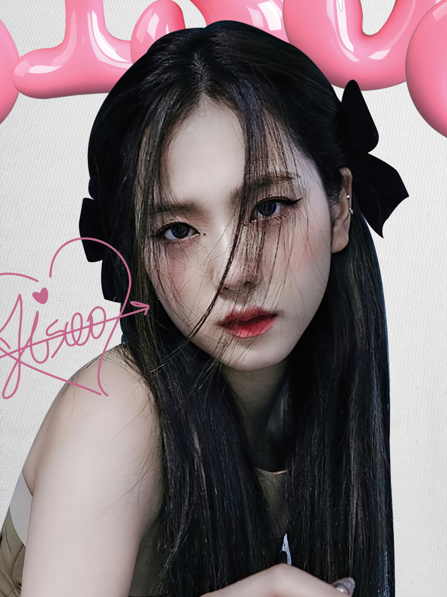 Áo Thun Ringer Relaxed Fit Black Pink Jisoo