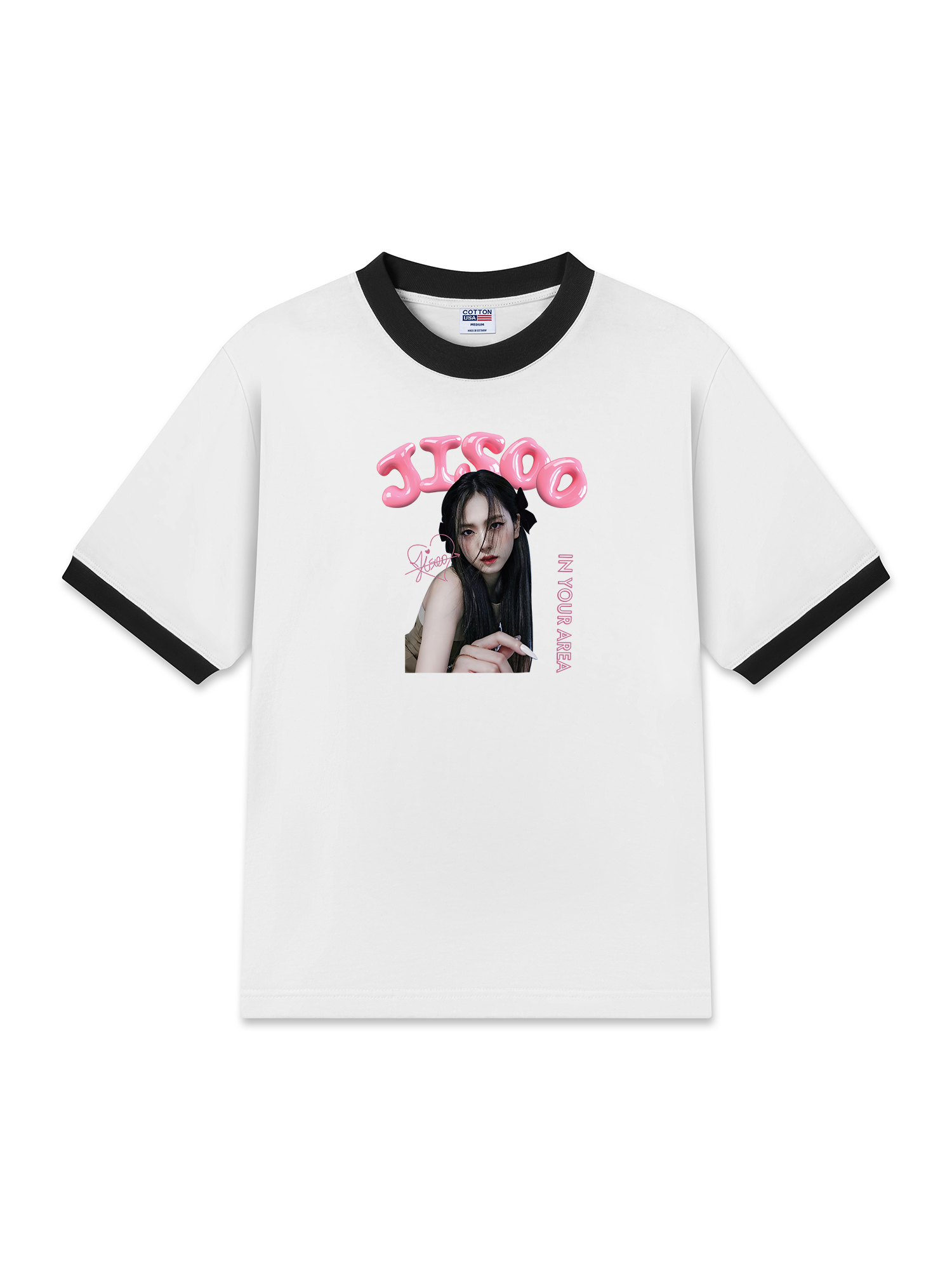 Áo Thun Ringer Relaxed Fit Black Pink Jisoo