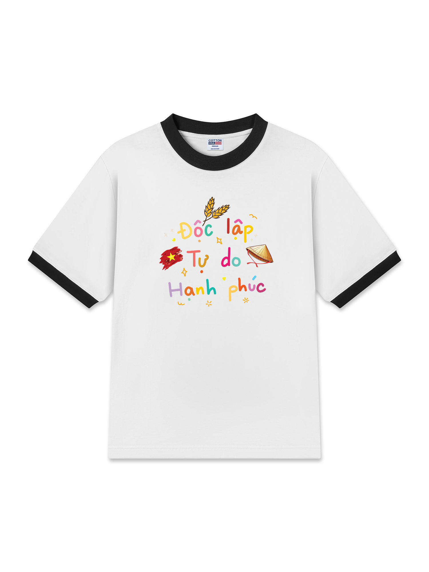 Áo Thun Ringer Relaxed Fit Độc Lập - Tự Do - Hạnh Phúc