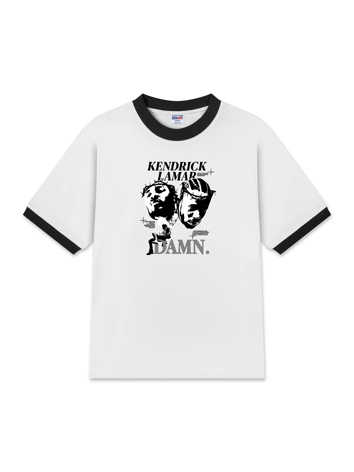 Áo Thun Ringer Relaxed Fit Rapper Kendrick Lamar Damn