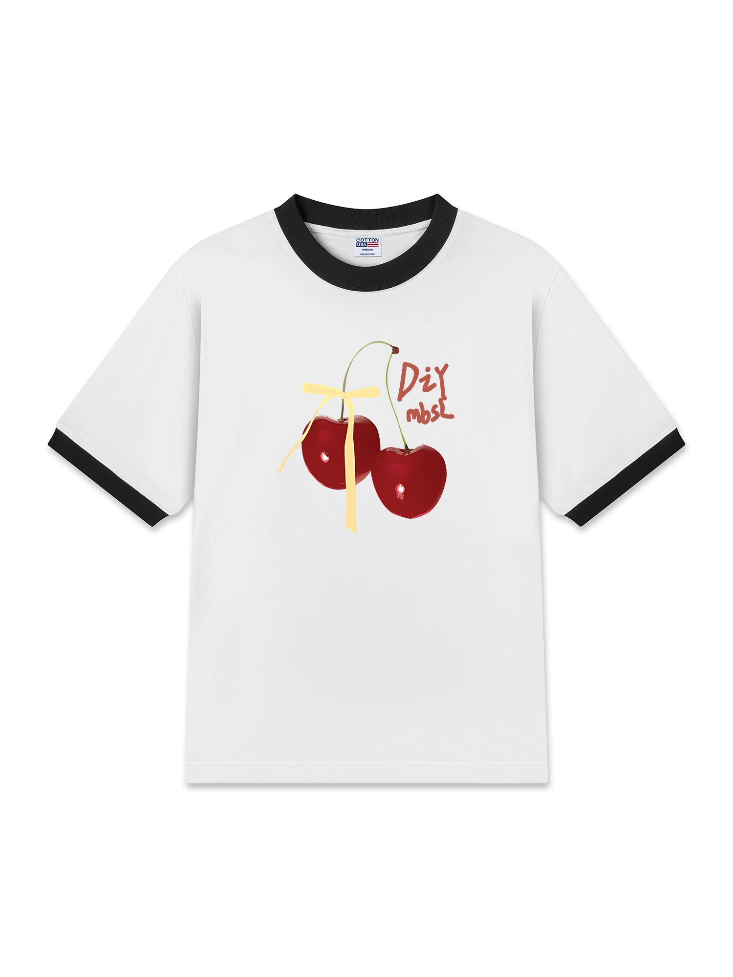 Áo Thun Ringer Relaxed Fit Cherry Yellow Bow