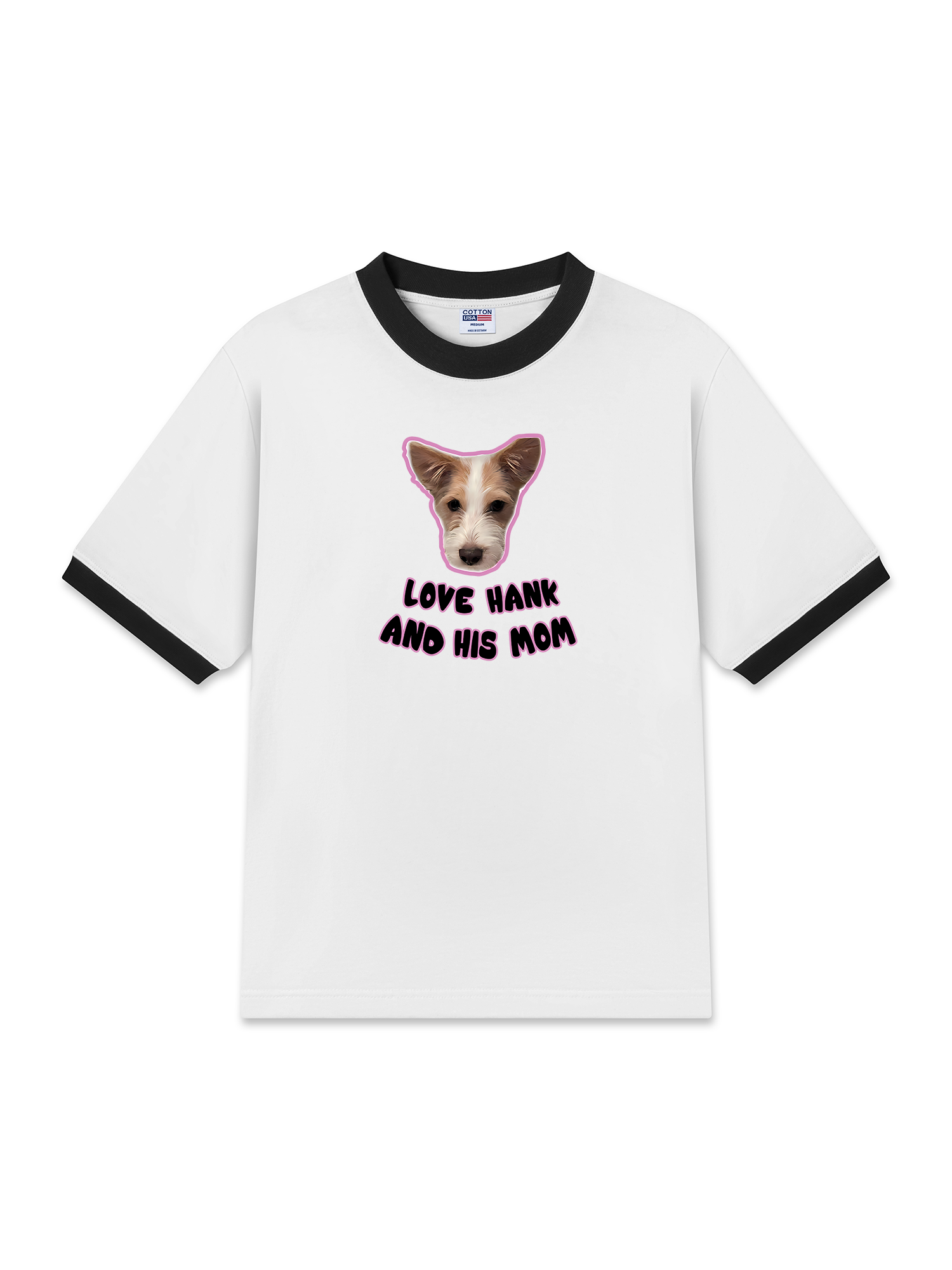 Áo Thun Ringer Relaxed Fit Black Pink Love Hank