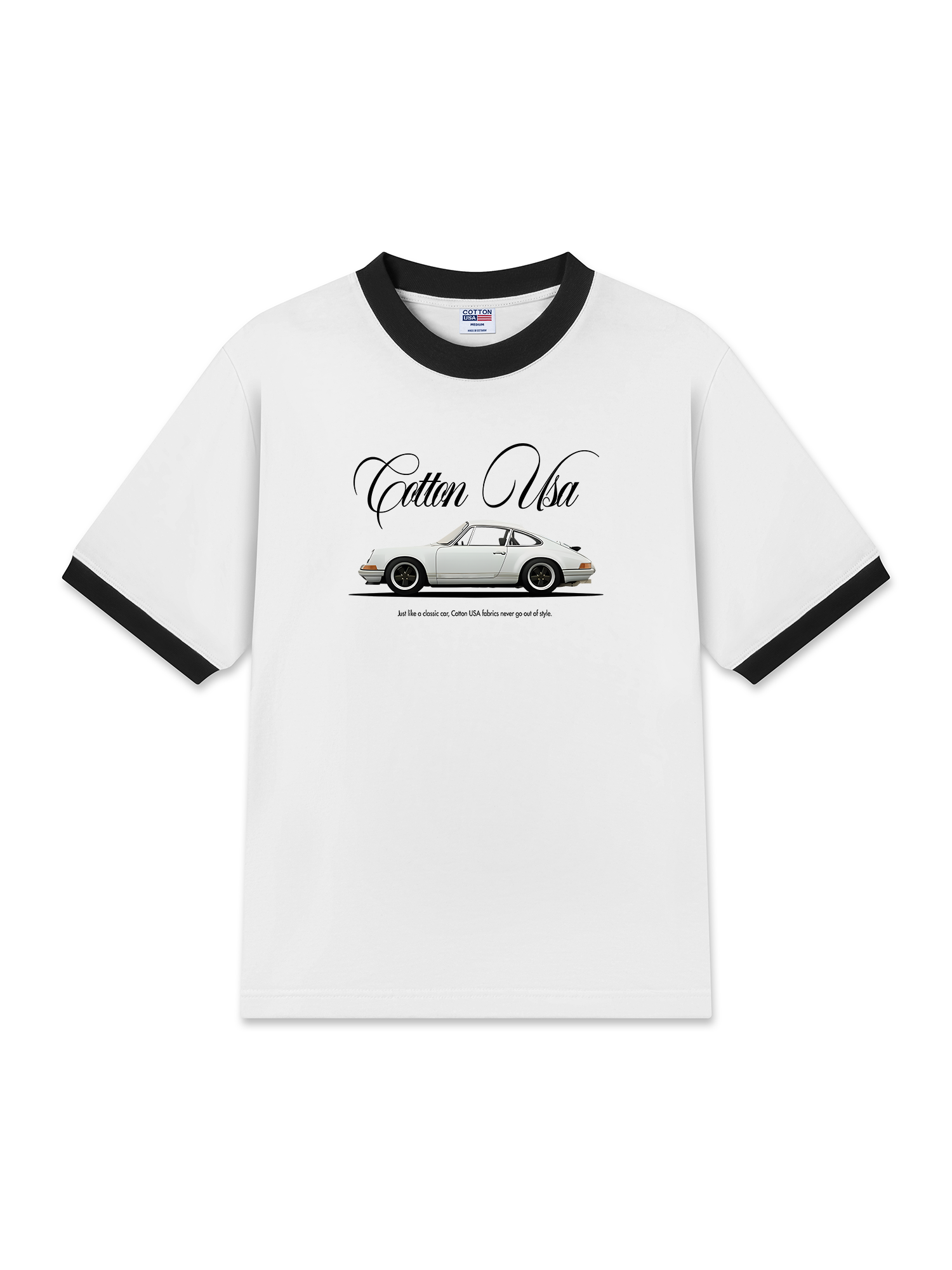 Áo Thun Ringer Relaxed Fit Classic Car White