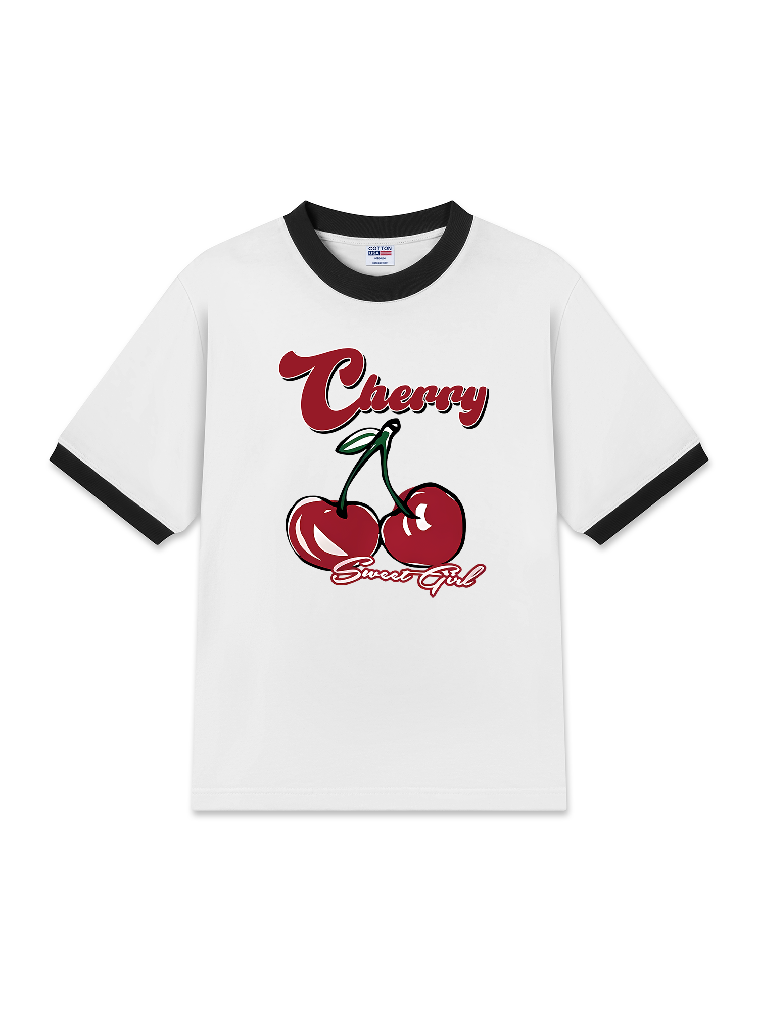 Áo Thun Ringer Relaxed Fit Cherry Sweet Girl