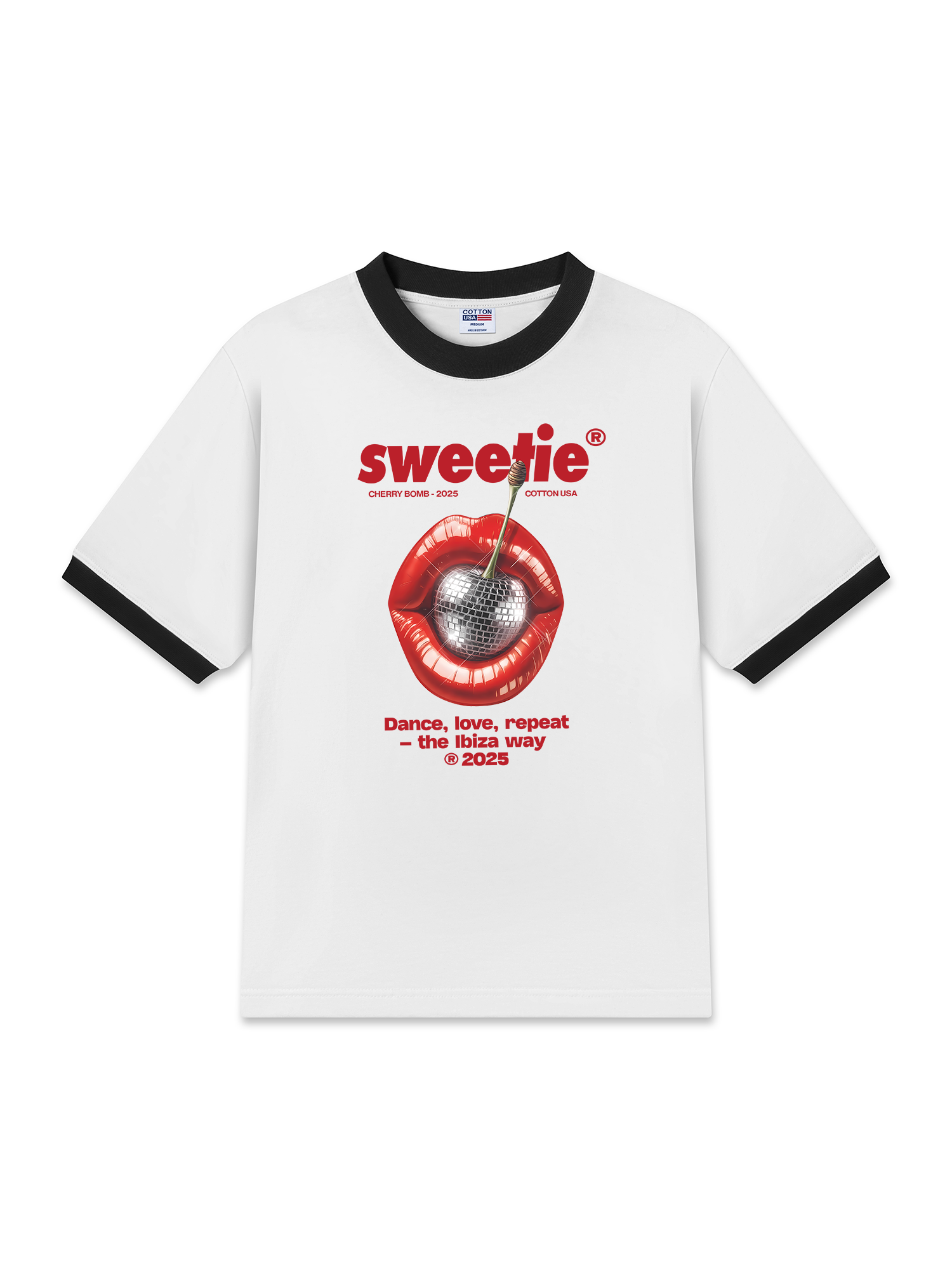 Áo Thun Ringer Relaxed Fit Cherry Sweetie Lip