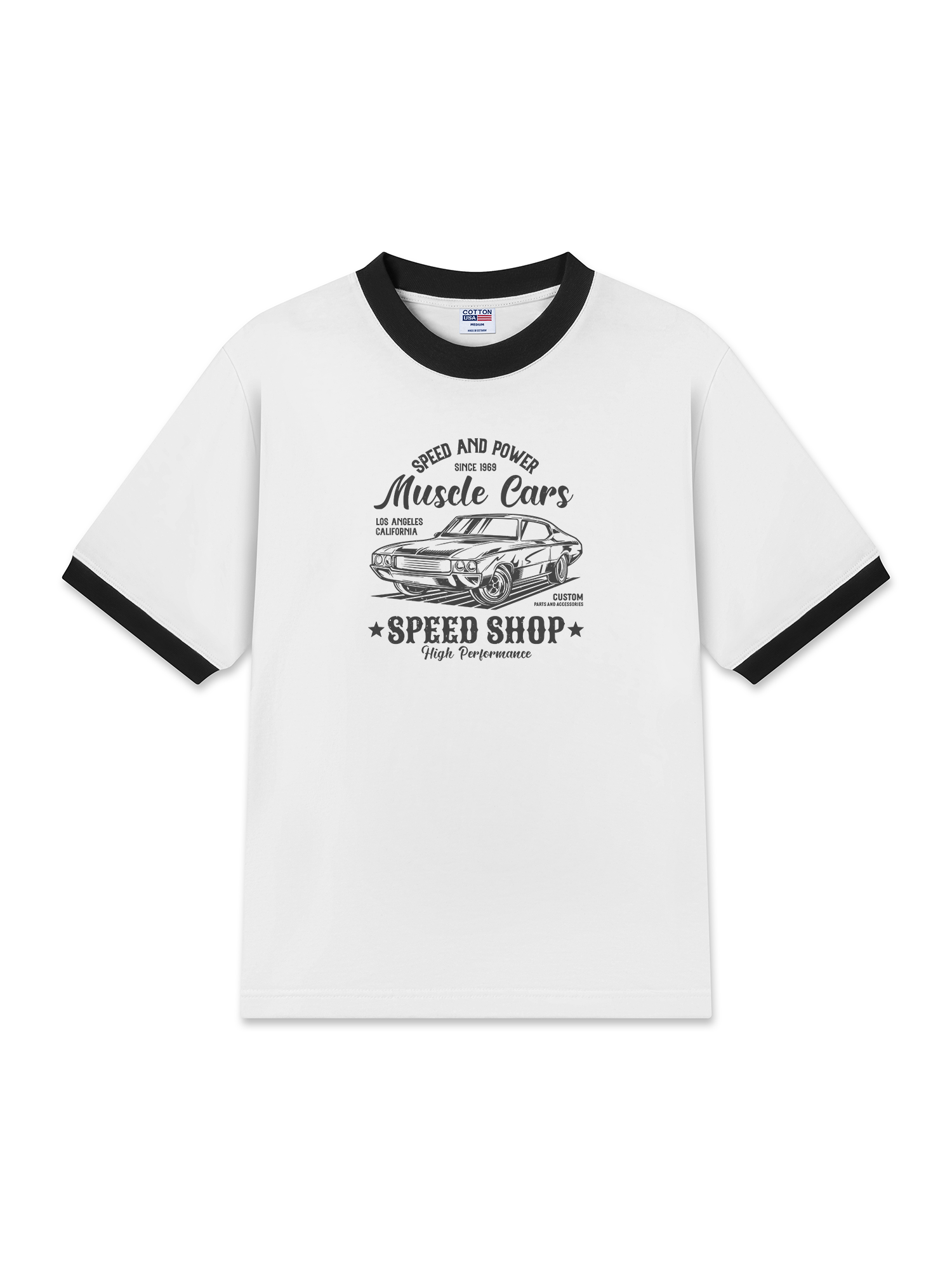 Áo Thun Ringer Relaxed Fit Speed And Power Muscle Cars