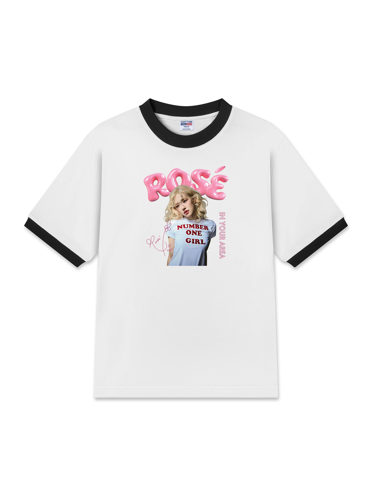 Áo Thun Ringer Relaxed Fit Black Pink Rose