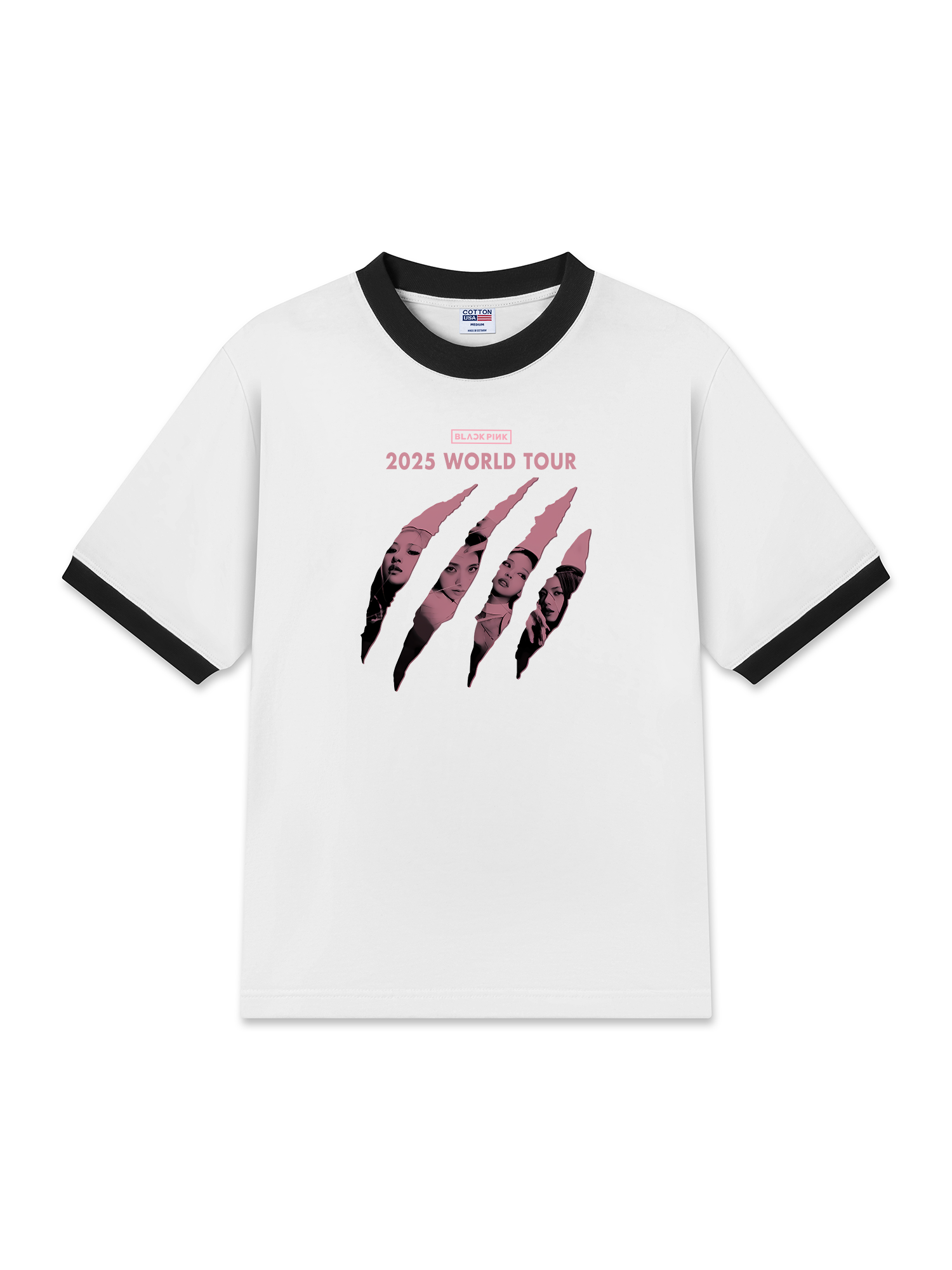 Áo Thun Ringer Relaxed Fit Black Pink 2025 World Tour