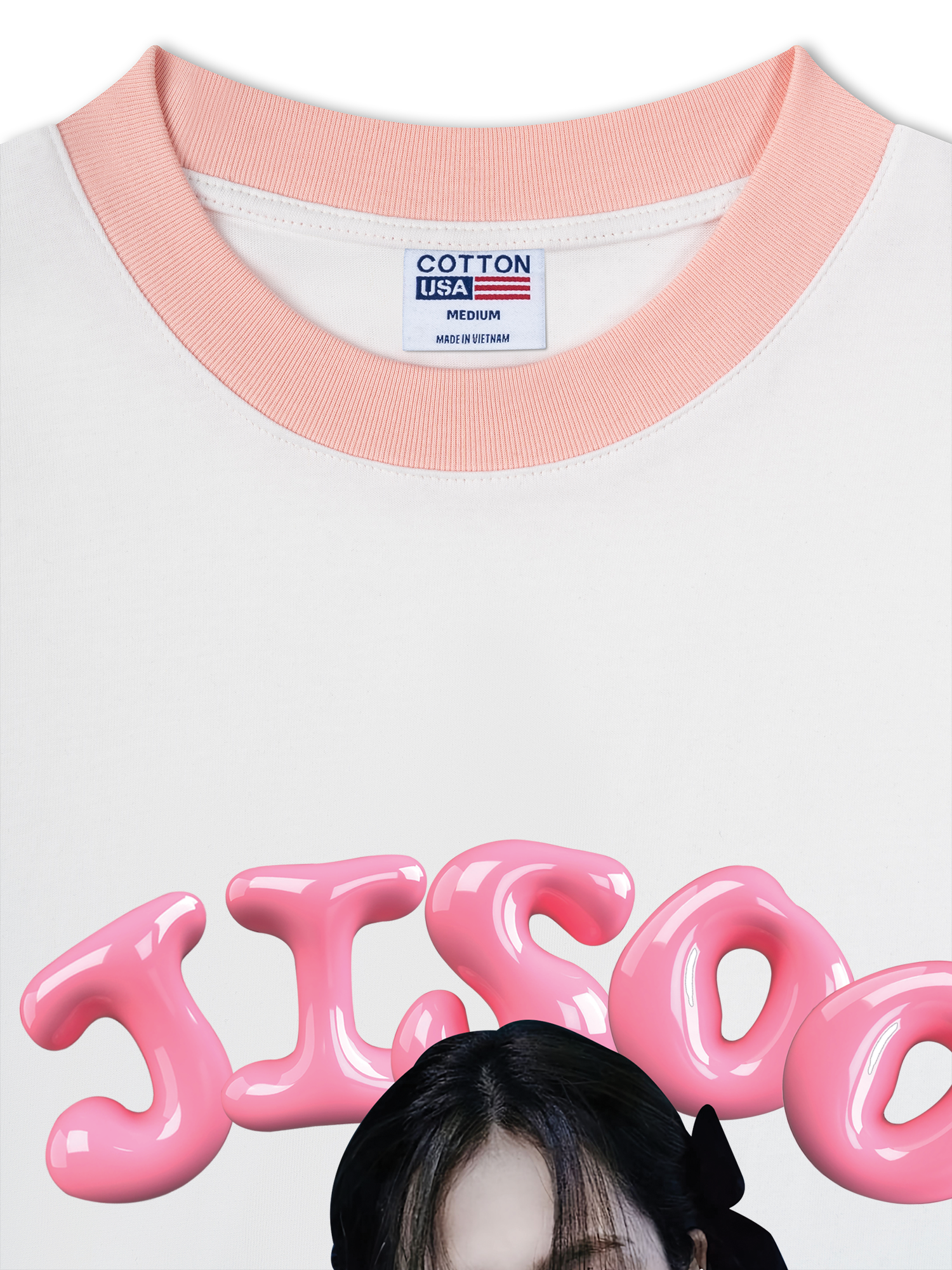 Áo Thun Ringer Relaxed Fit Black Pink Jisoo