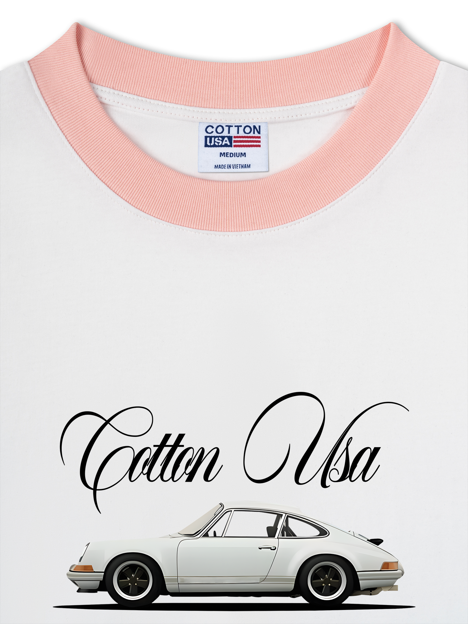 Áo Thun Ringer Relaxed Fit Classic Car White