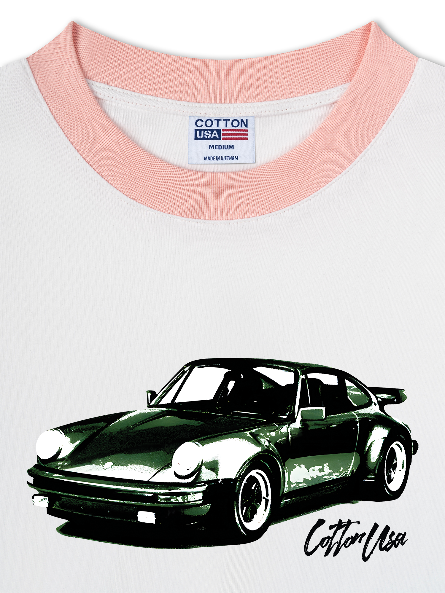 Áo Thun Ringer Relaxed Fit Classic Car Vintage Green