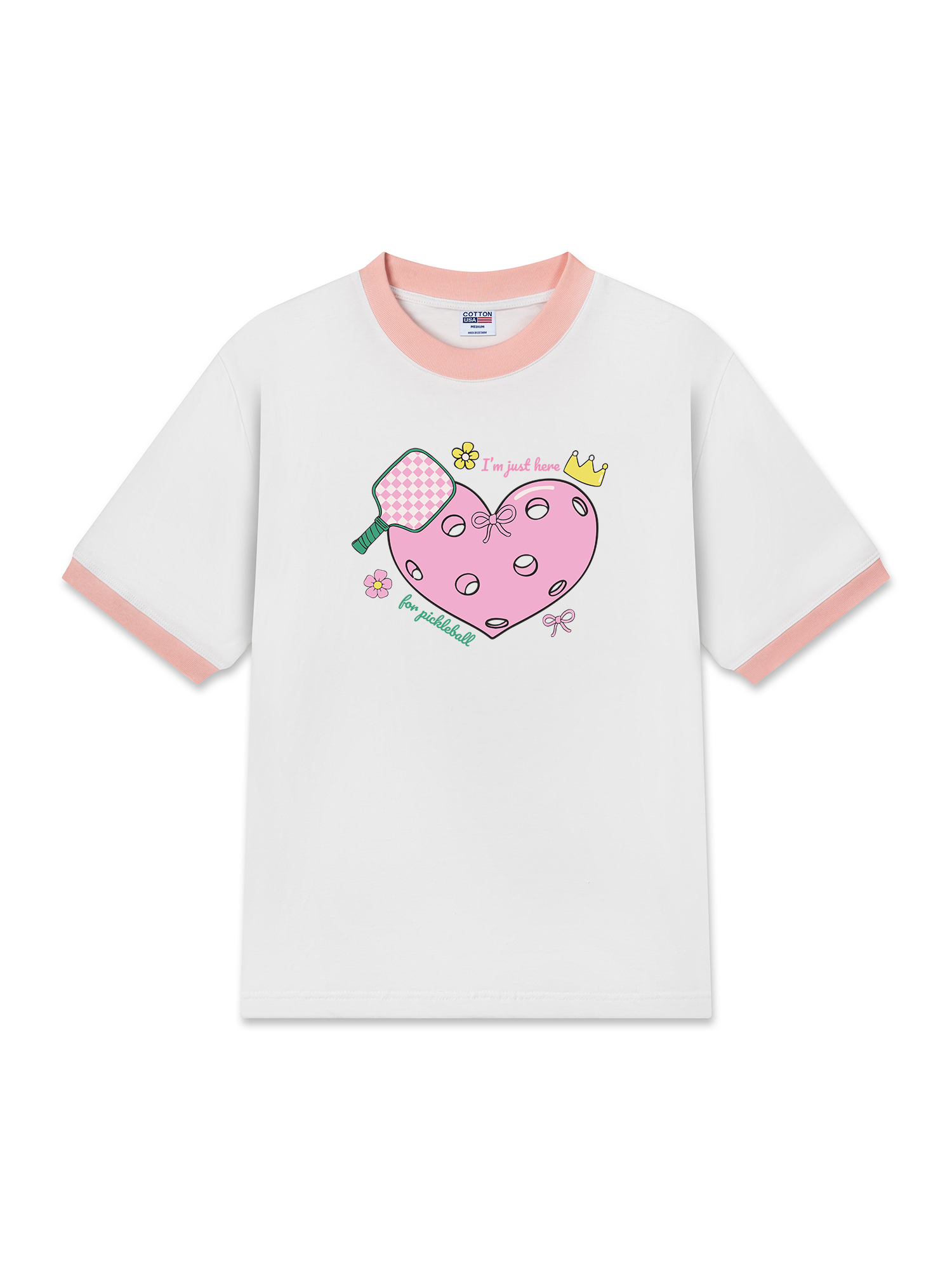 Áo Thun Ringer Relaxed Fit I_m Just Here For Pickleball