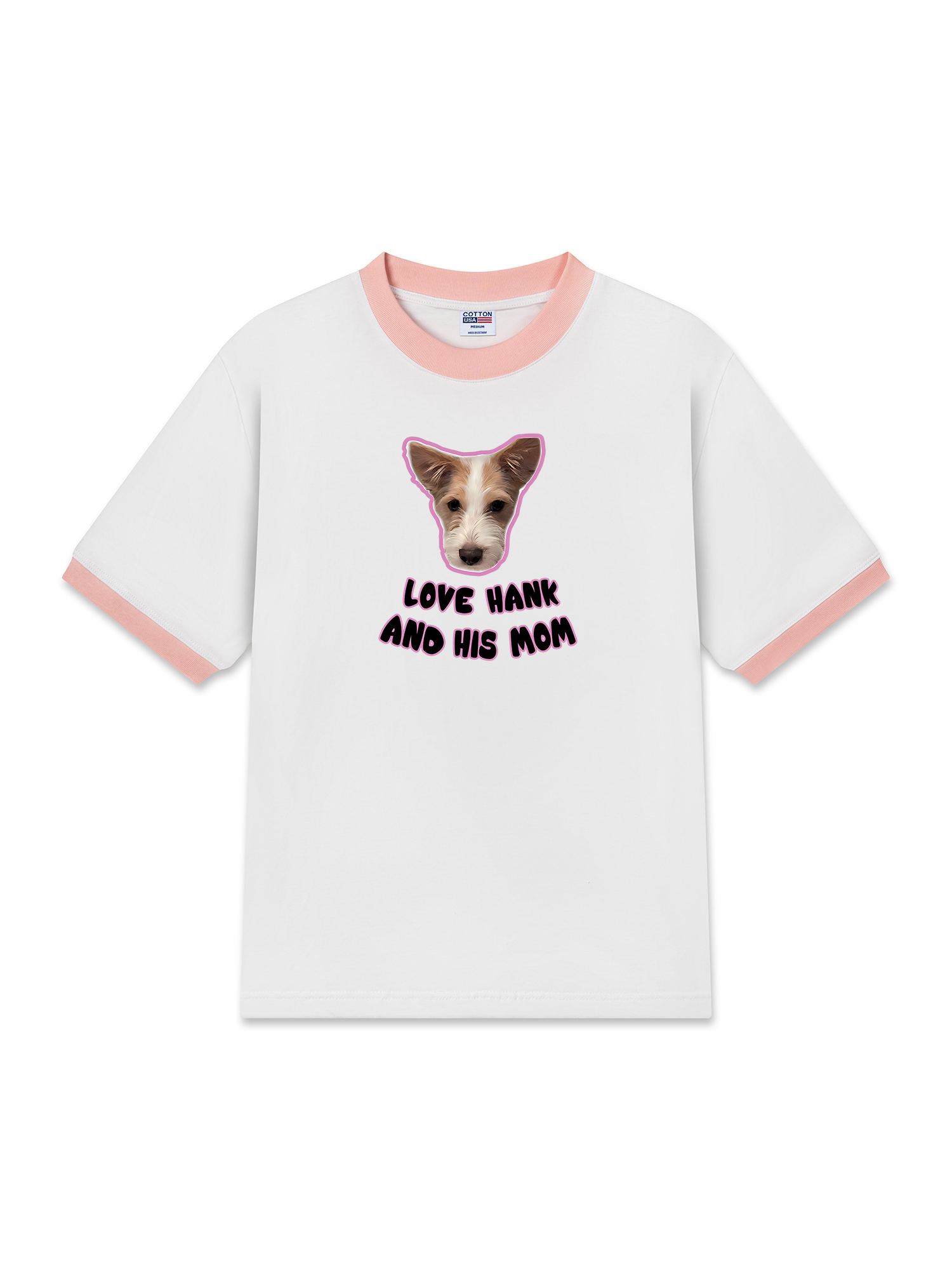 Áo Thun Ringer Relaxed Fit Black Pink Love Hank