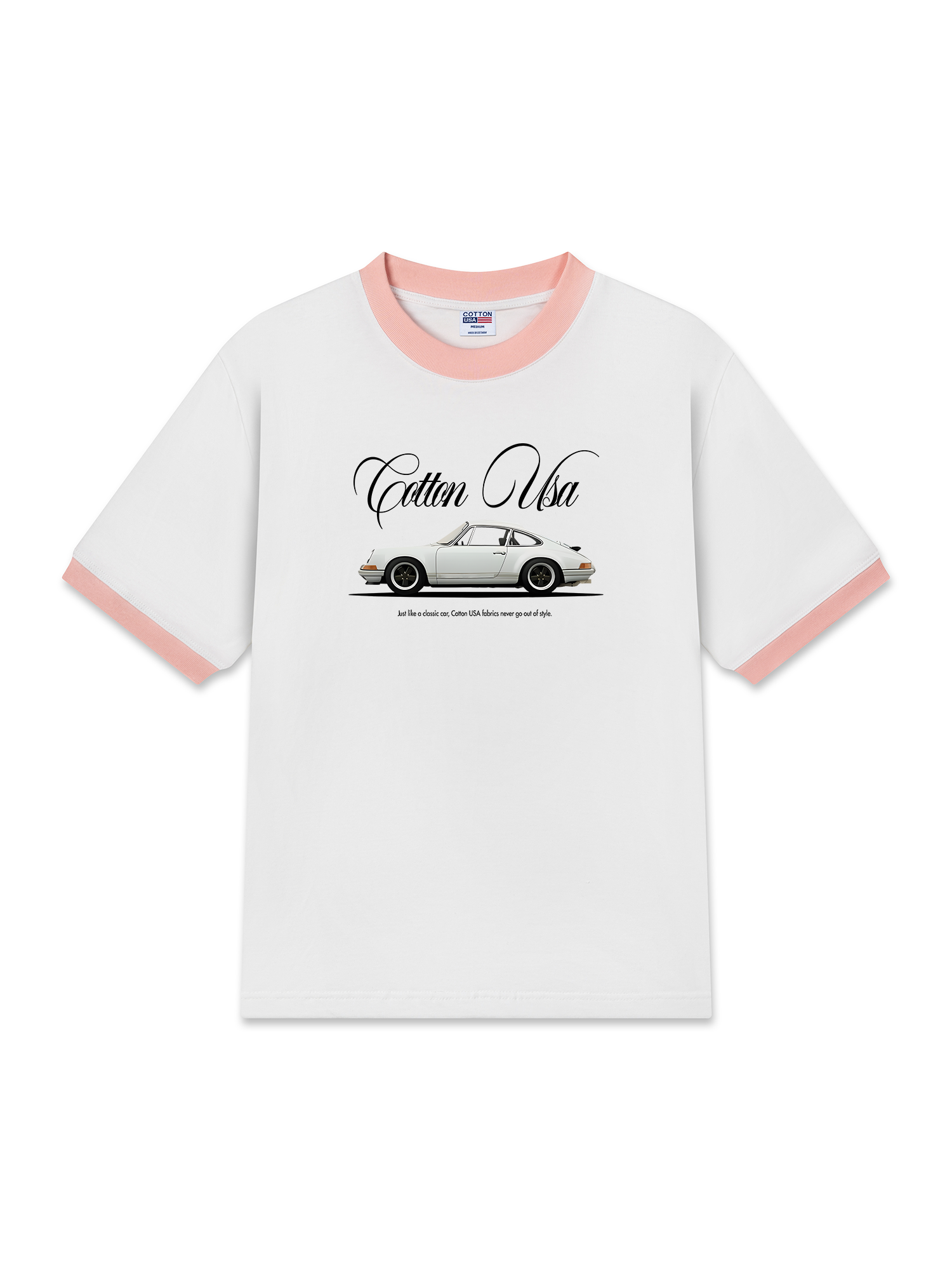 Áo Thun Ringer Relaxed Fit Classic Car White