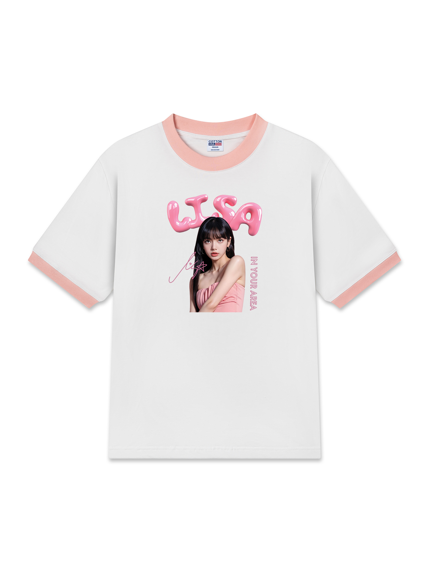 Áo Thun Ringer Relaxed Fit Black Pink Lisa