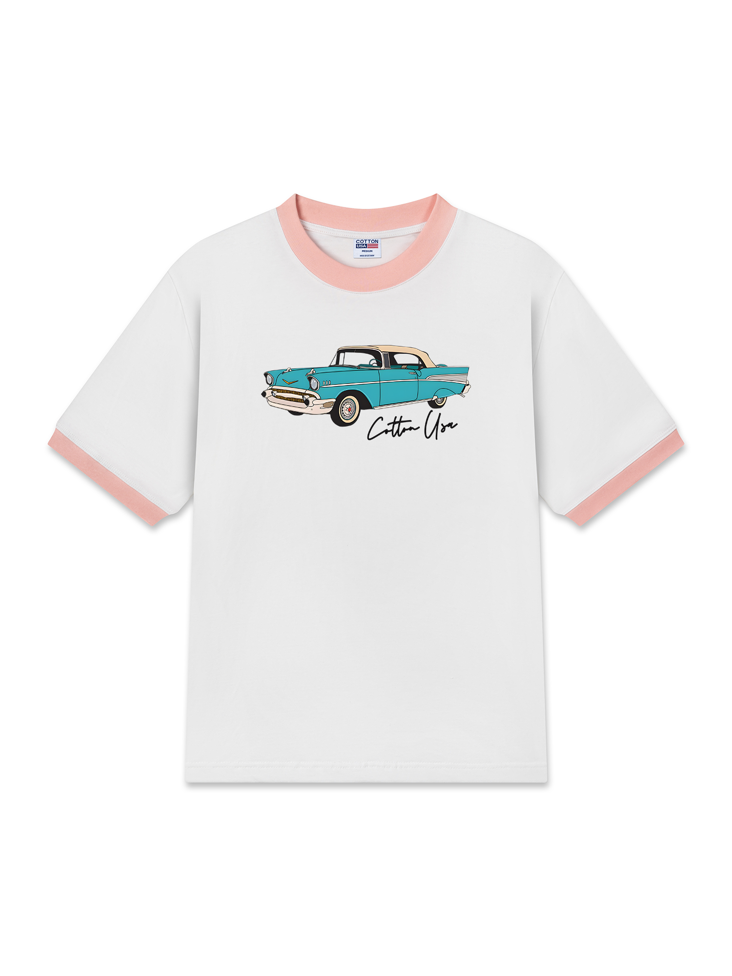 Áo Thun Ringer Relaxed Fit Classic Car Blue