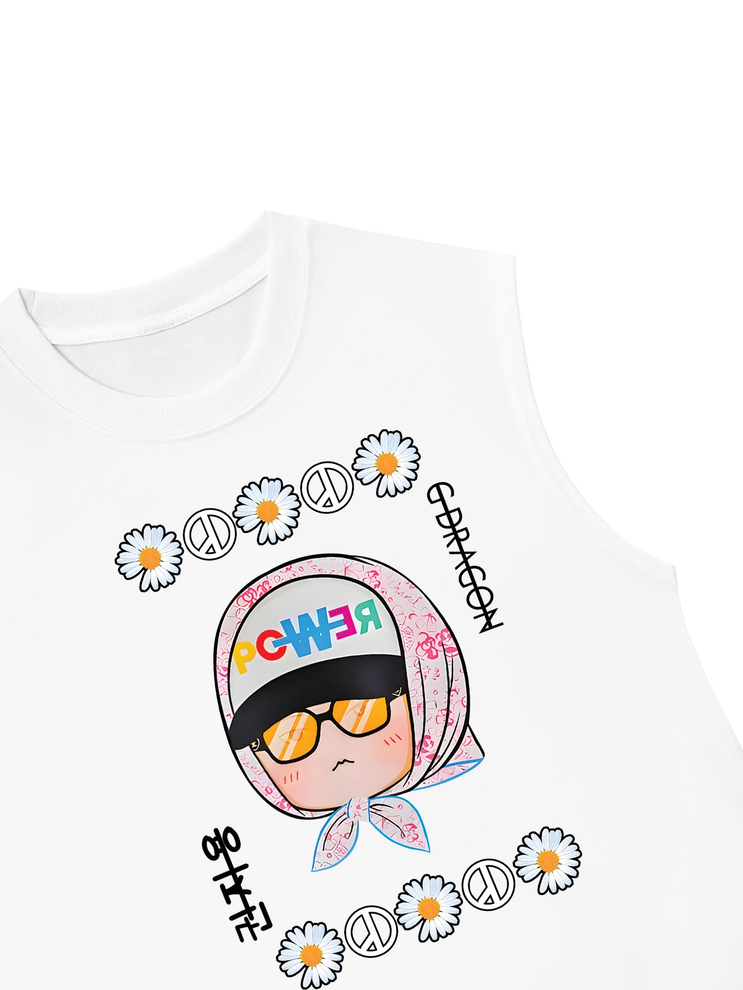 Áo Ba Lỗ Relaxed Fit Floral With GD Chibi Daisy Flower