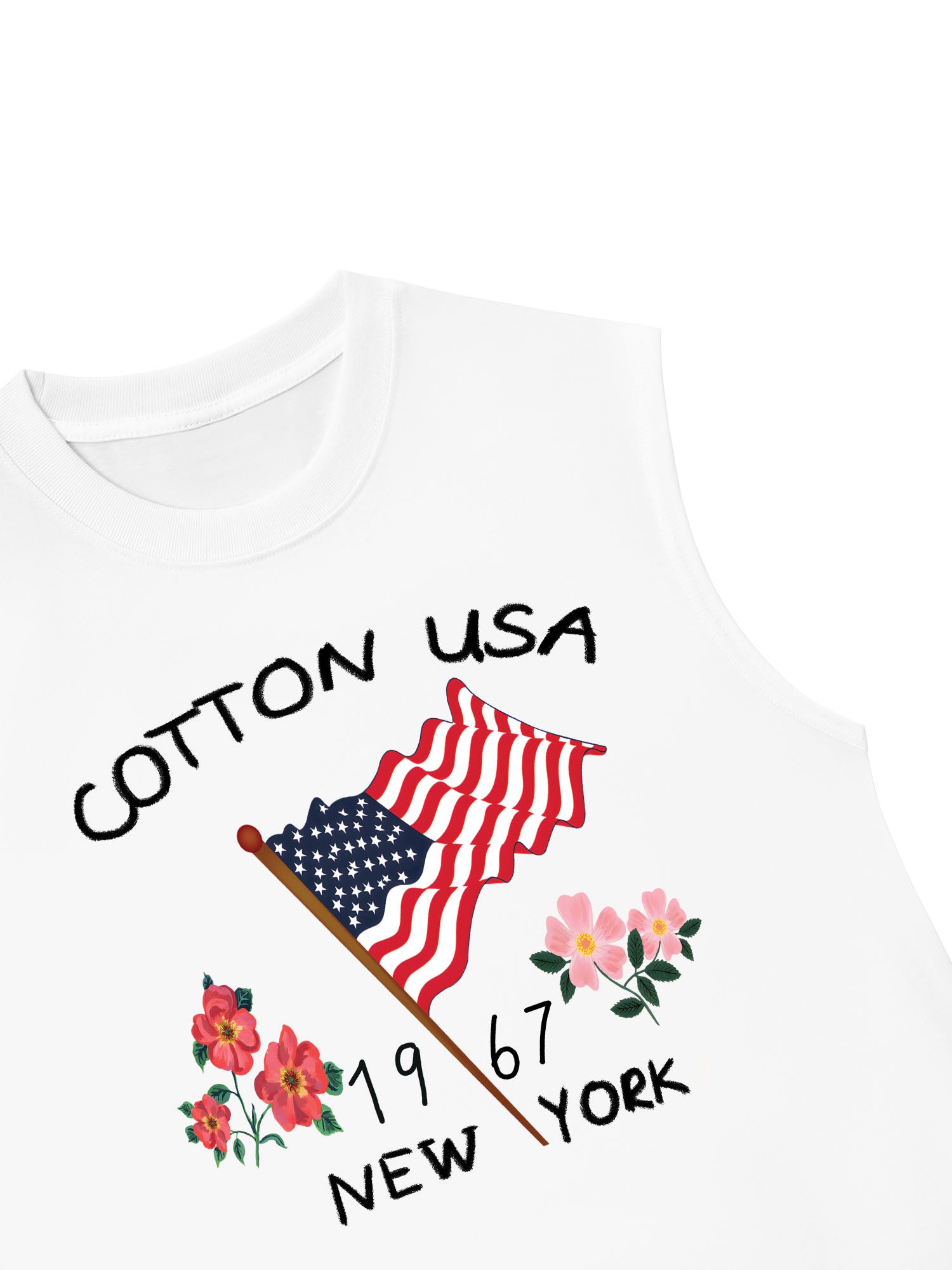 Áo Ba Lỗ Relaxed Fit USA Floral Cotton Usa