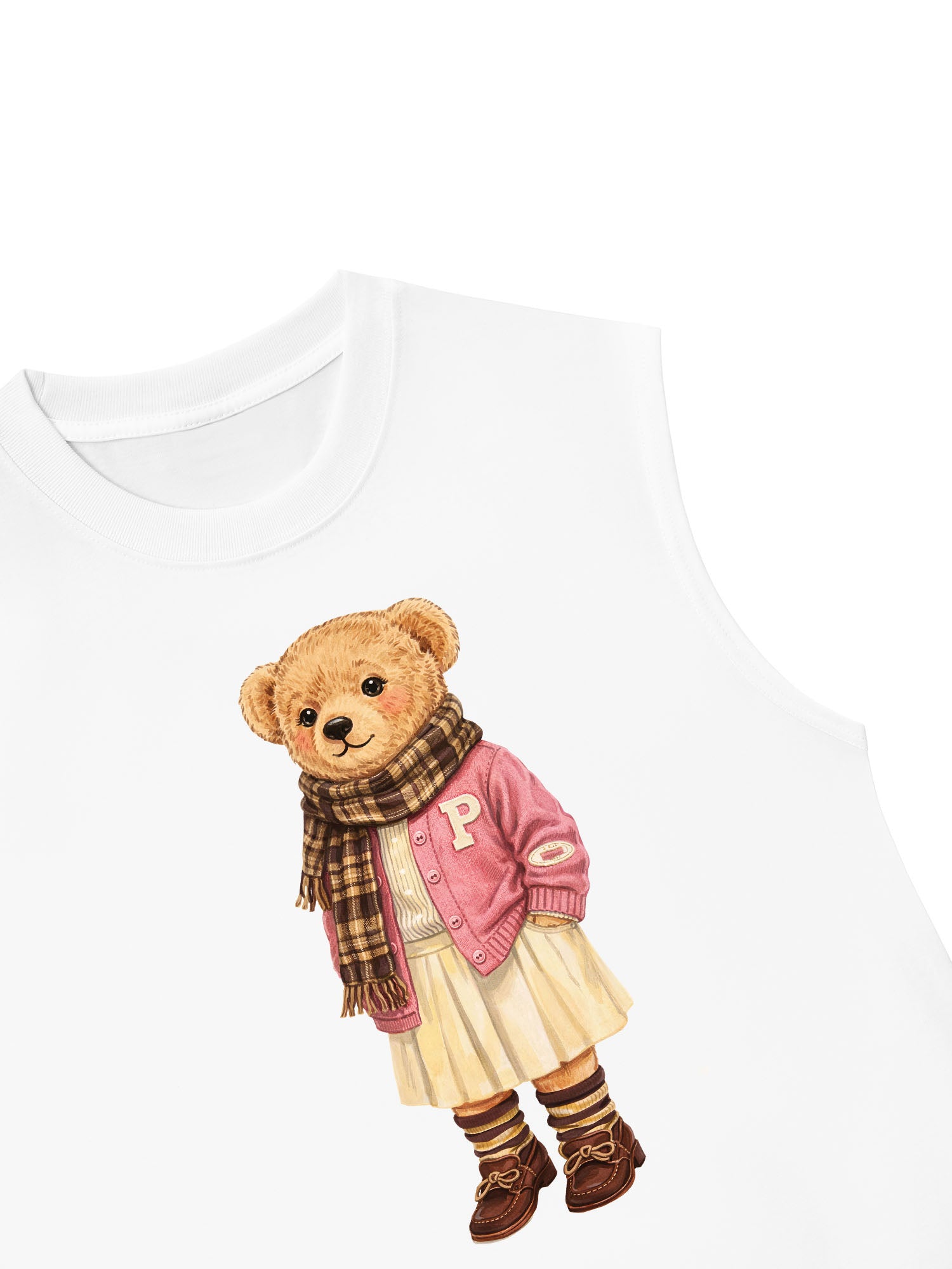 Áo Ba Lỗ Relaxed Fit Pink Girl Bear