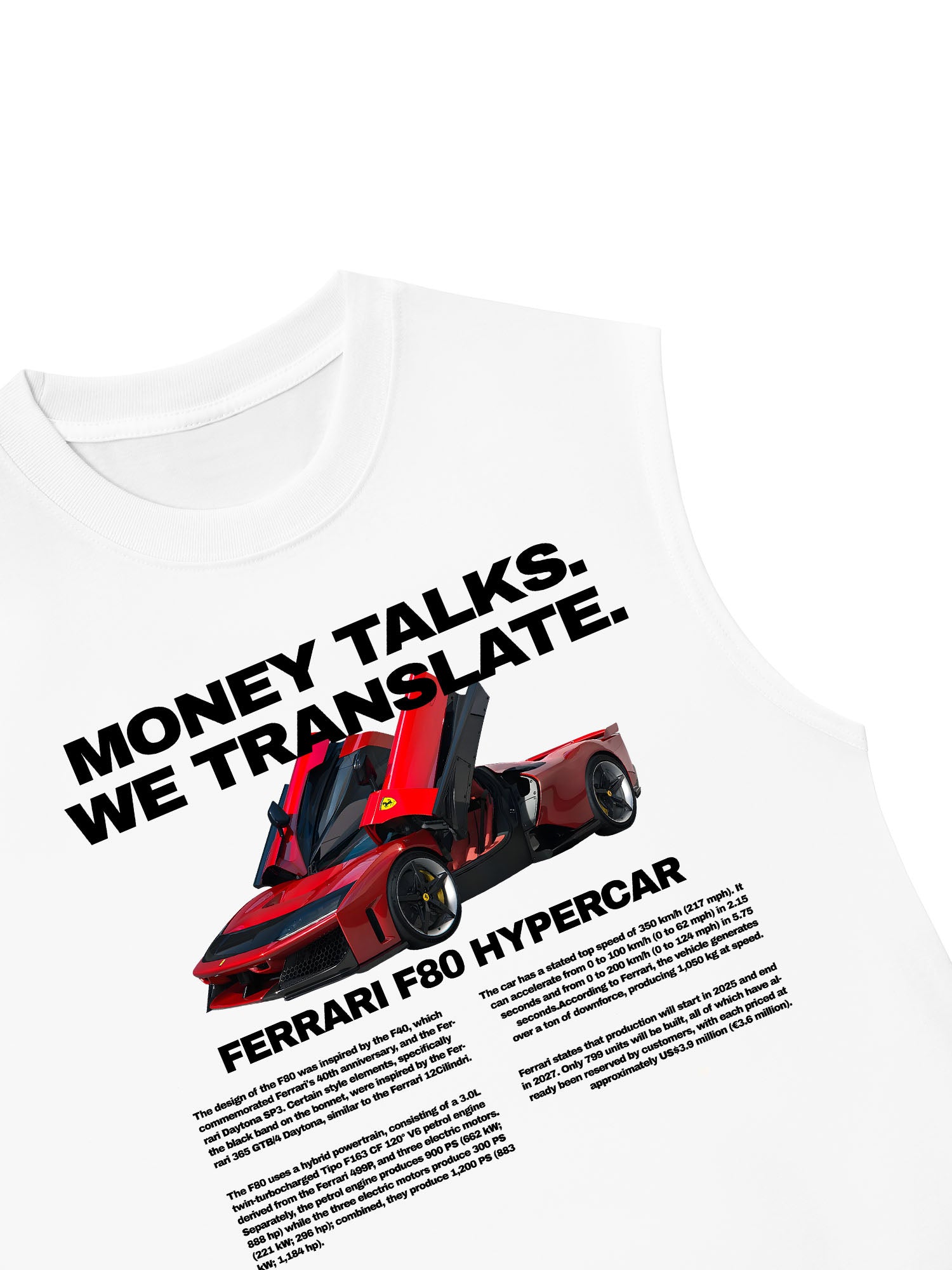 Áo Ba Lỗ Relaxed Fit Ferrari Money Talks We Translate