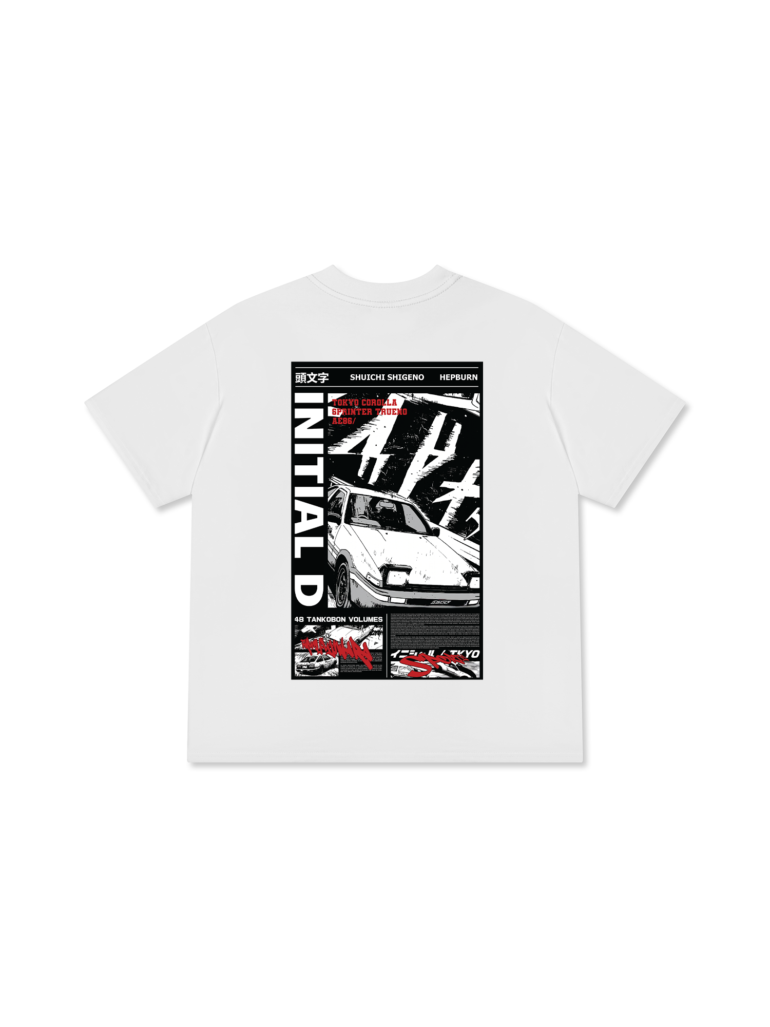 Áo Thun Relaxed Fit JDM Car Initial D Manga Panel