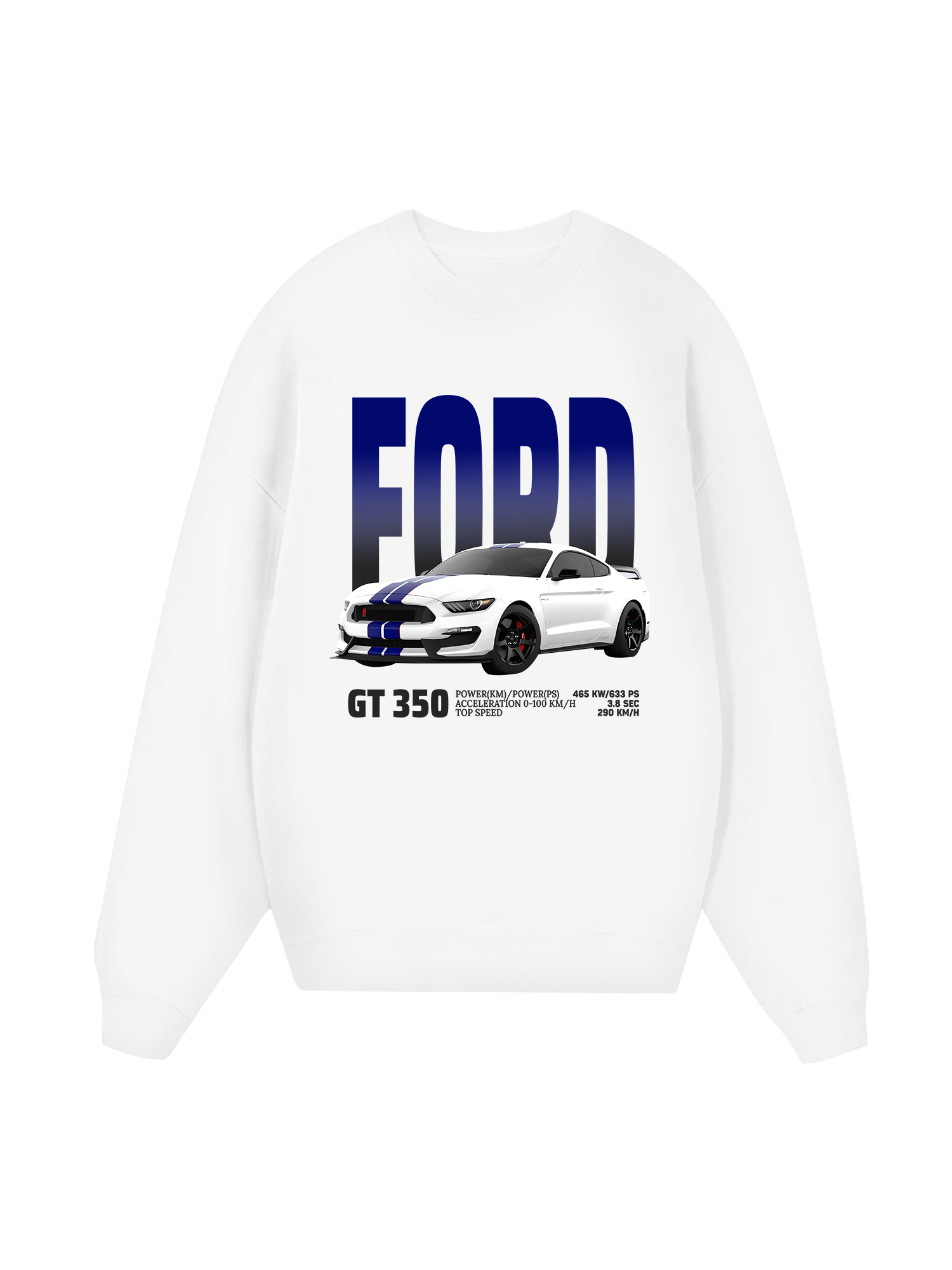 Ford GT 350 White Blue Sweater