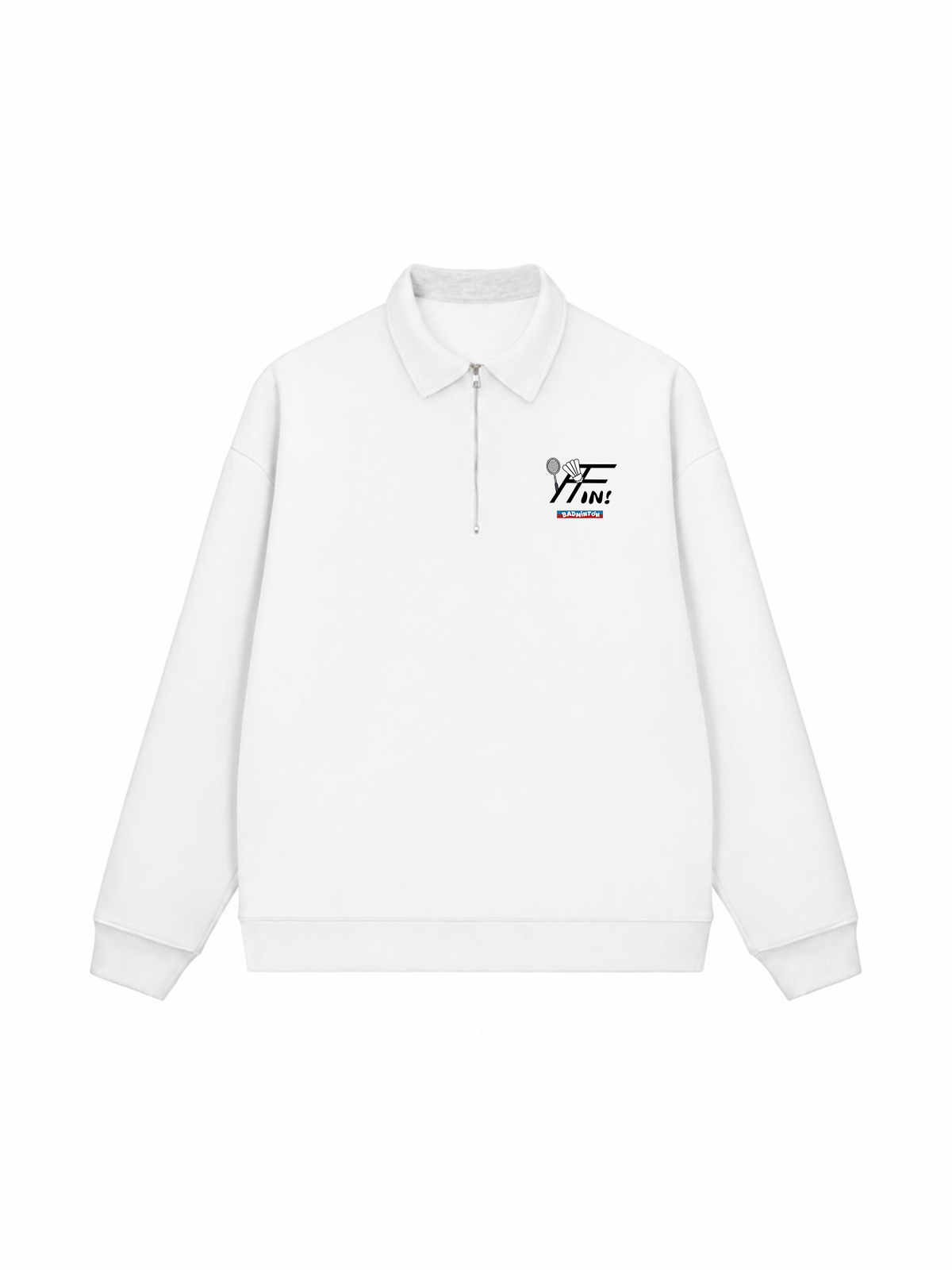 Áo Sweater Polo Nỉ Hai Da Badminton In