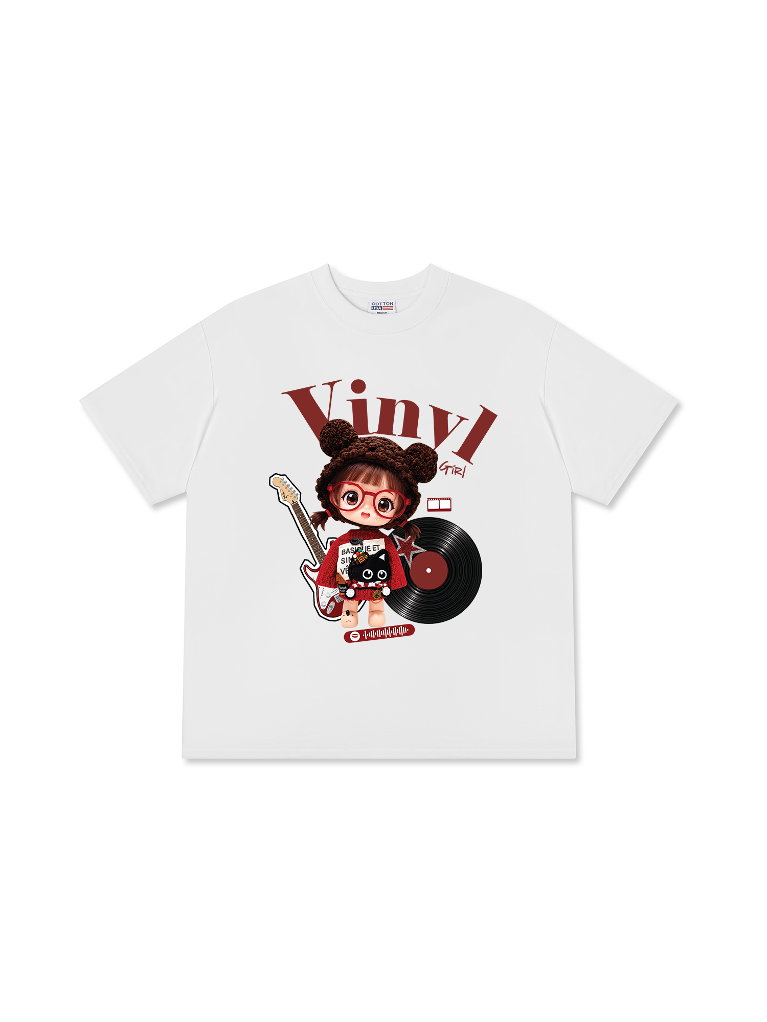 Áo Thun Relaxed Fit Cute Gang Vinyl Girl