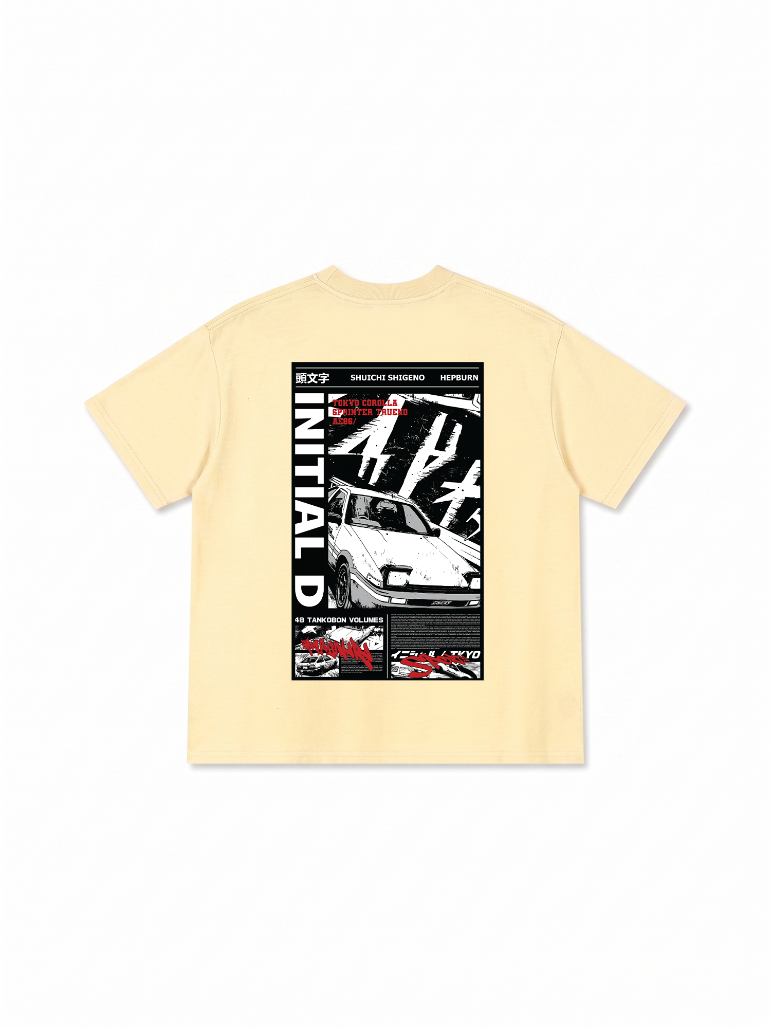 Áo Thun Relaxed Fit JDM Car Initial D Manga Panel