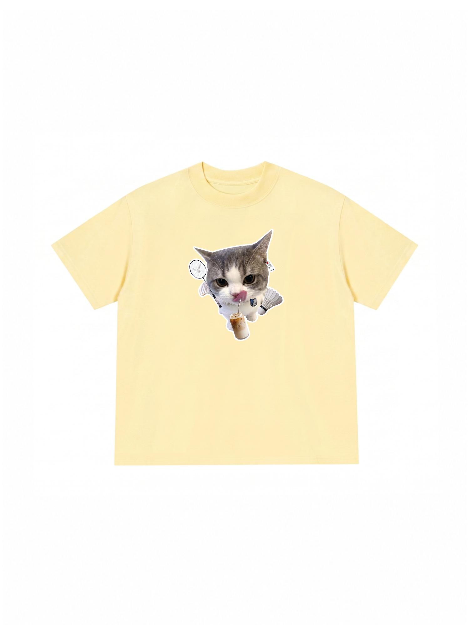 Áo Thun Relaxed Fit Badminton Cute Cat