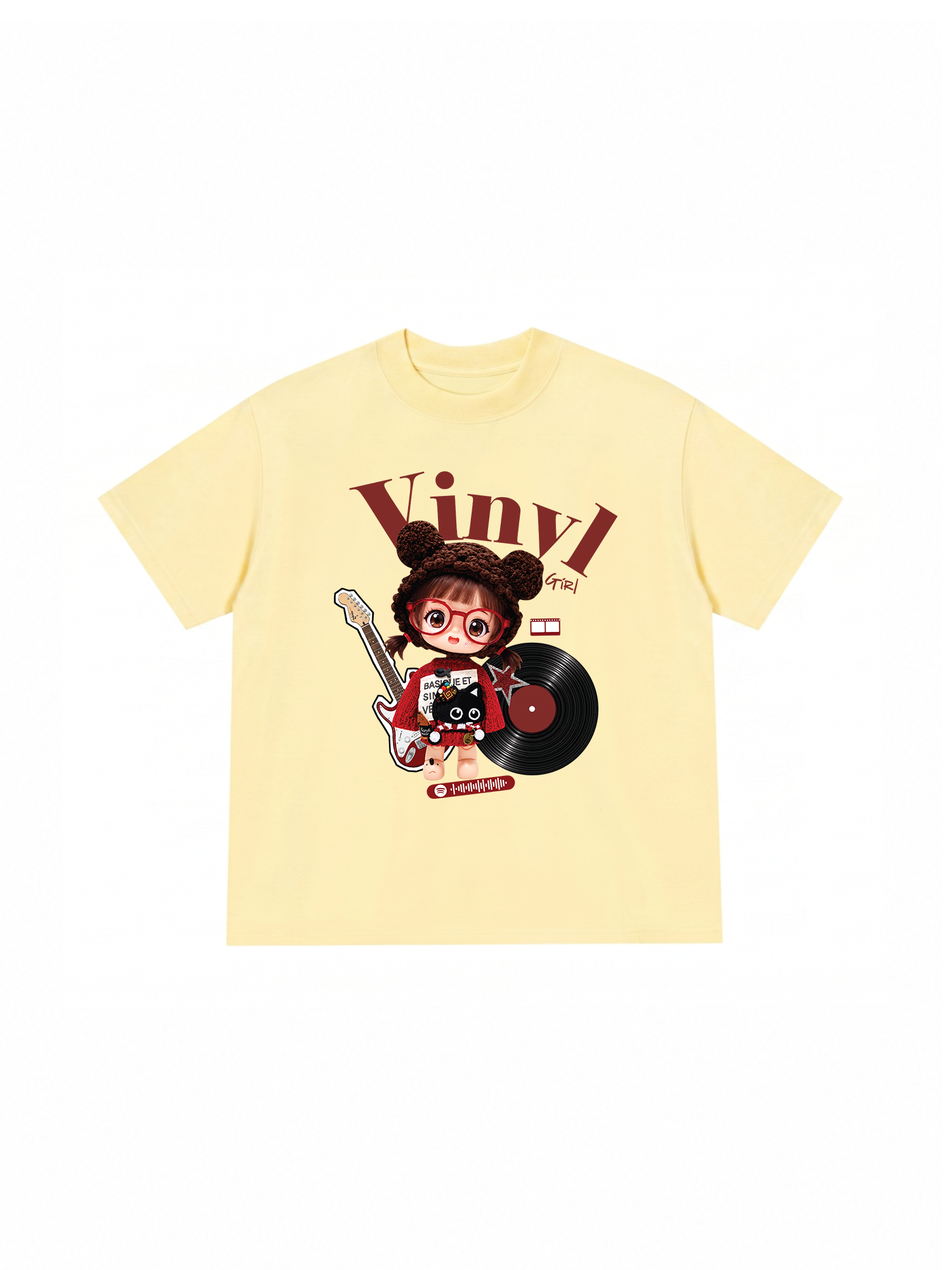 Áo Thun Relaxed Fit Cute Gang Vinyl Girl