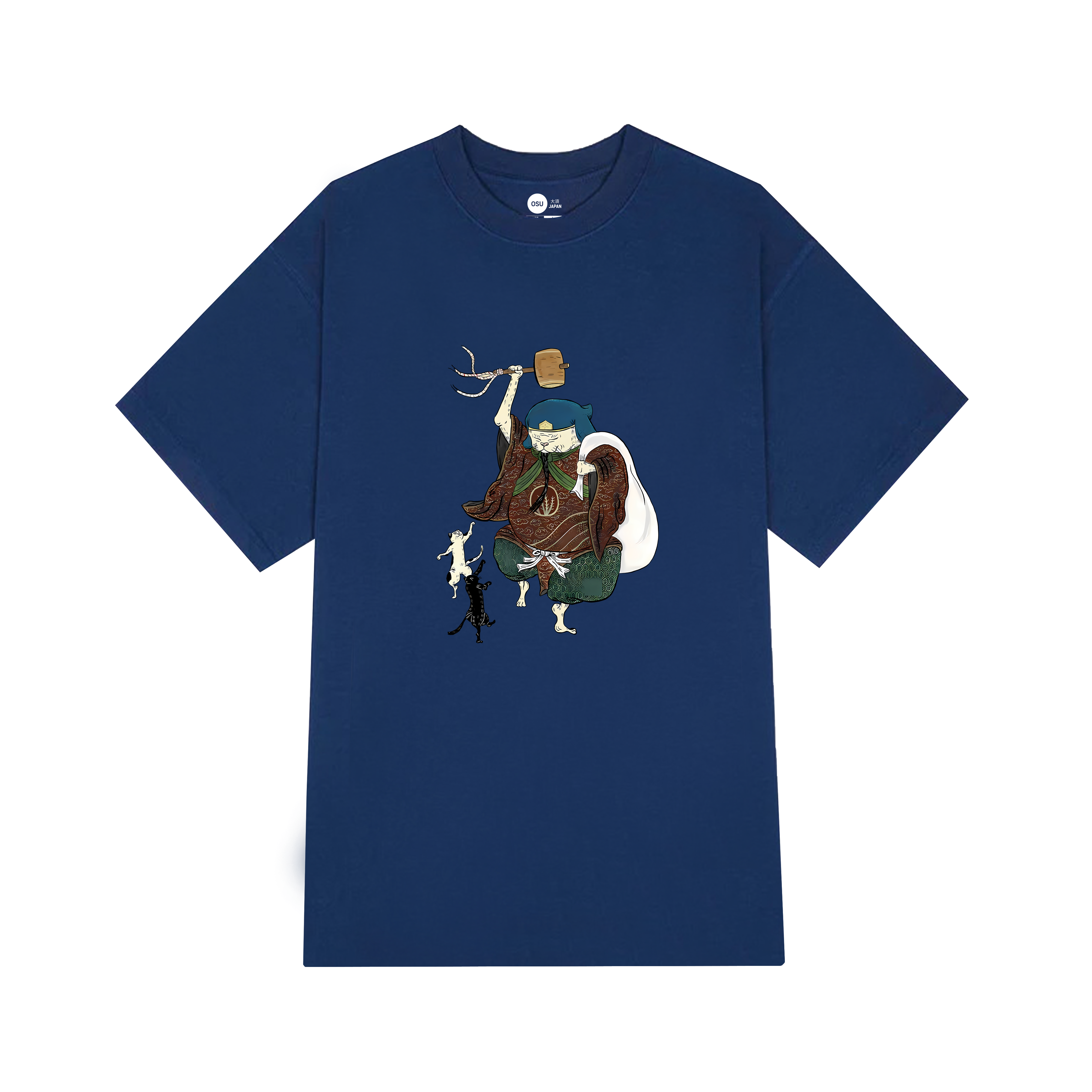 JAPANESE CAT MONSTER T-SHIRT / NAVY