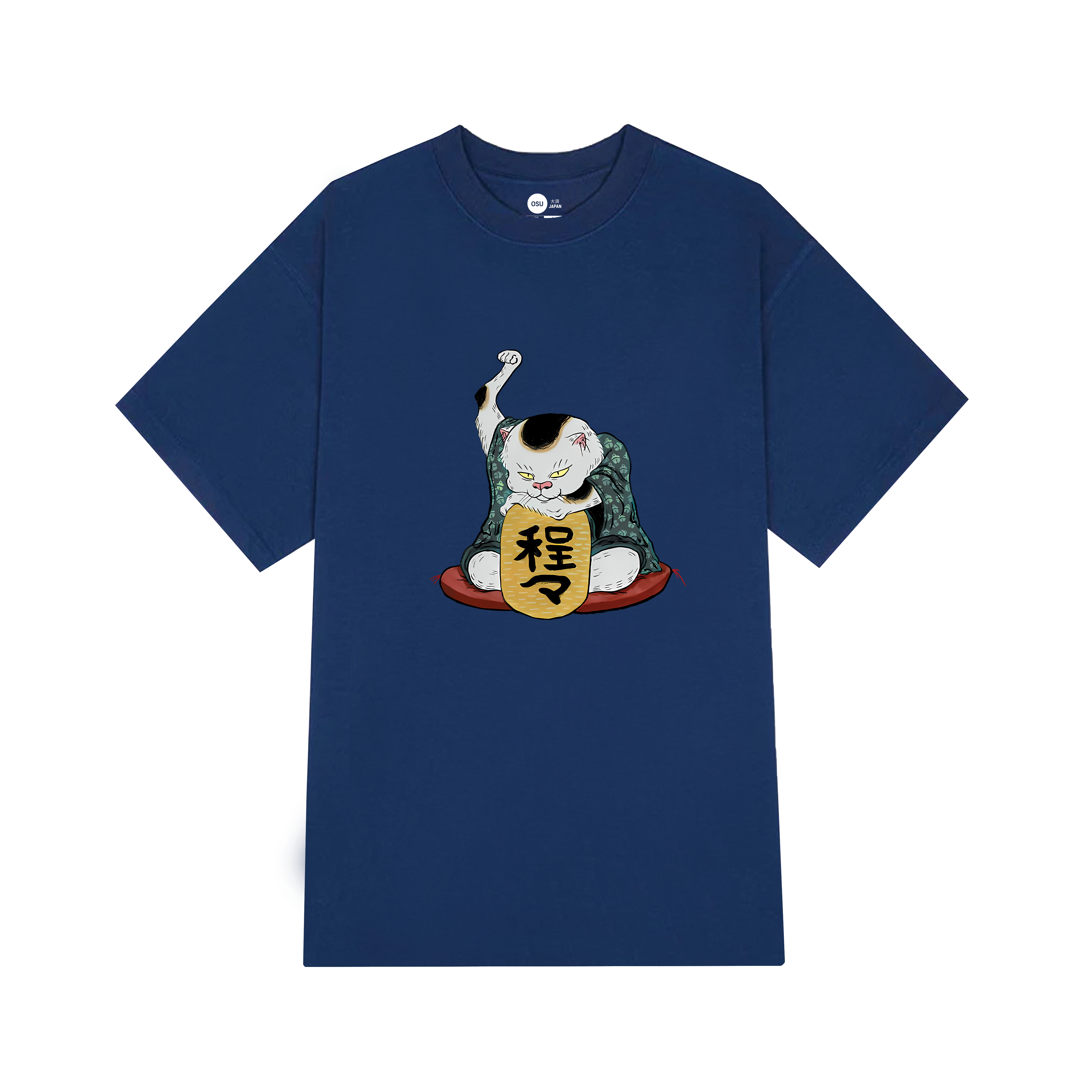 JAPANESE CAT FUNNY T-SHIRT / NAVY