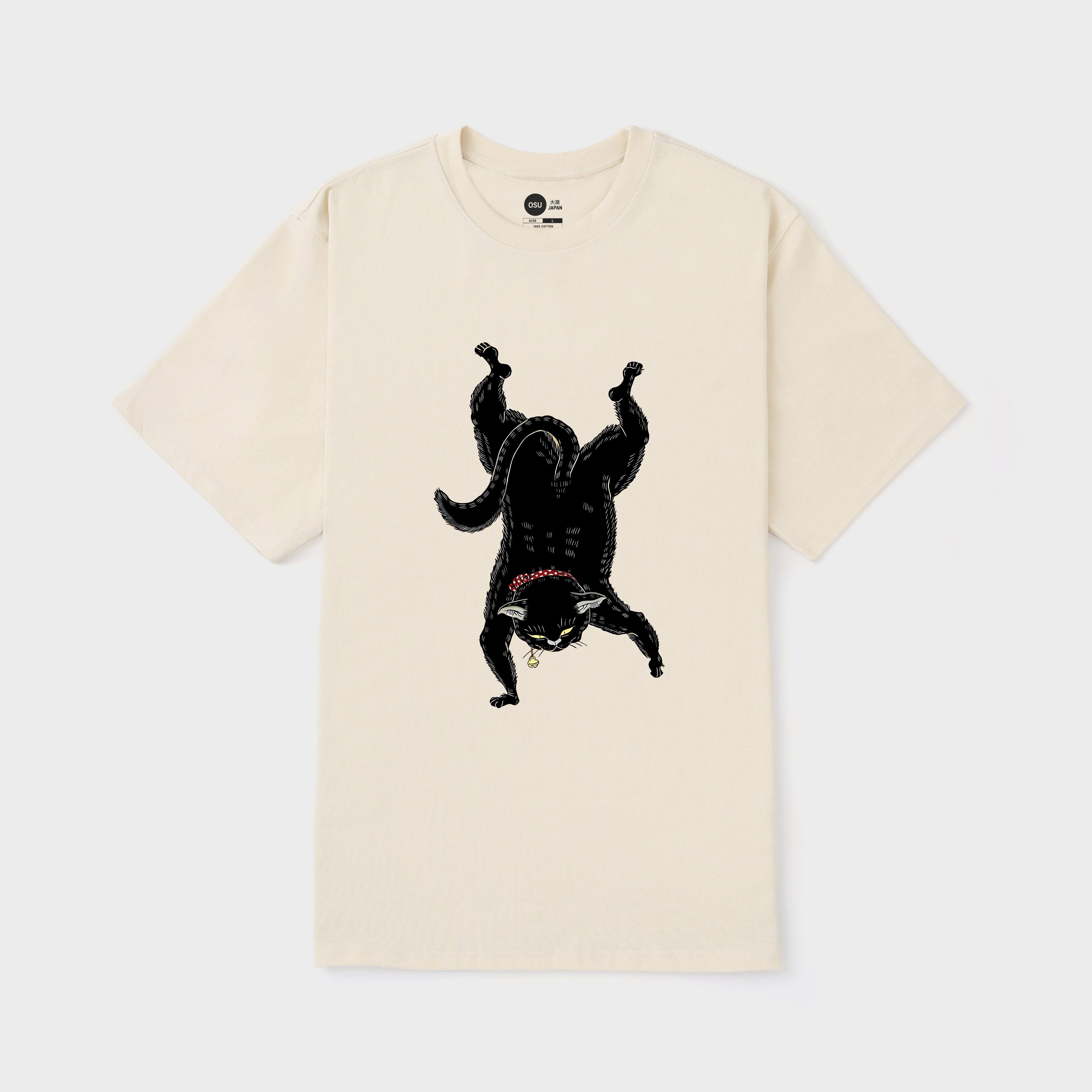 JAPANESE CAT WITH HEAD UP T-SHIRT / KEM