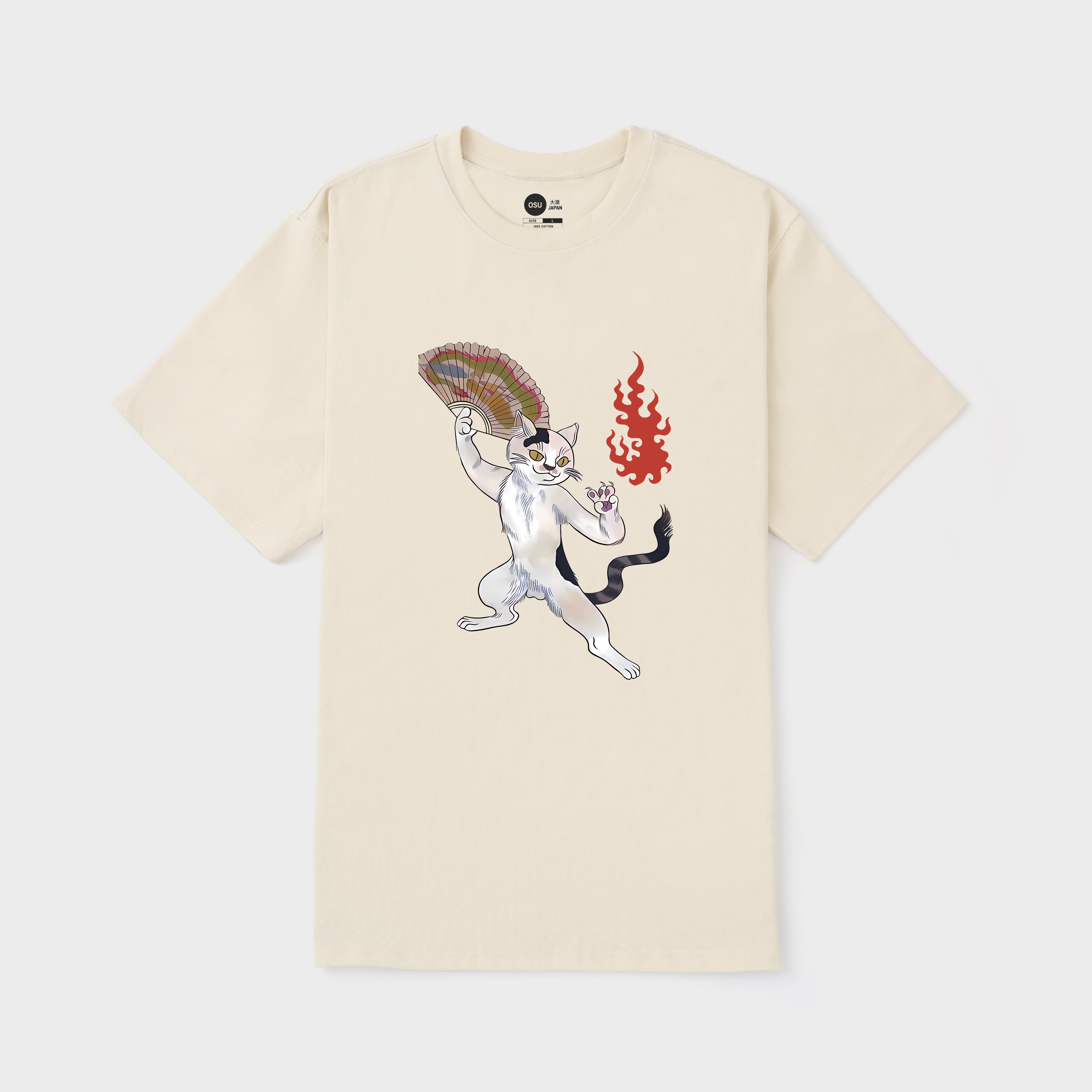 JAPANESE CAT FIRE T-SHIRT / KEM