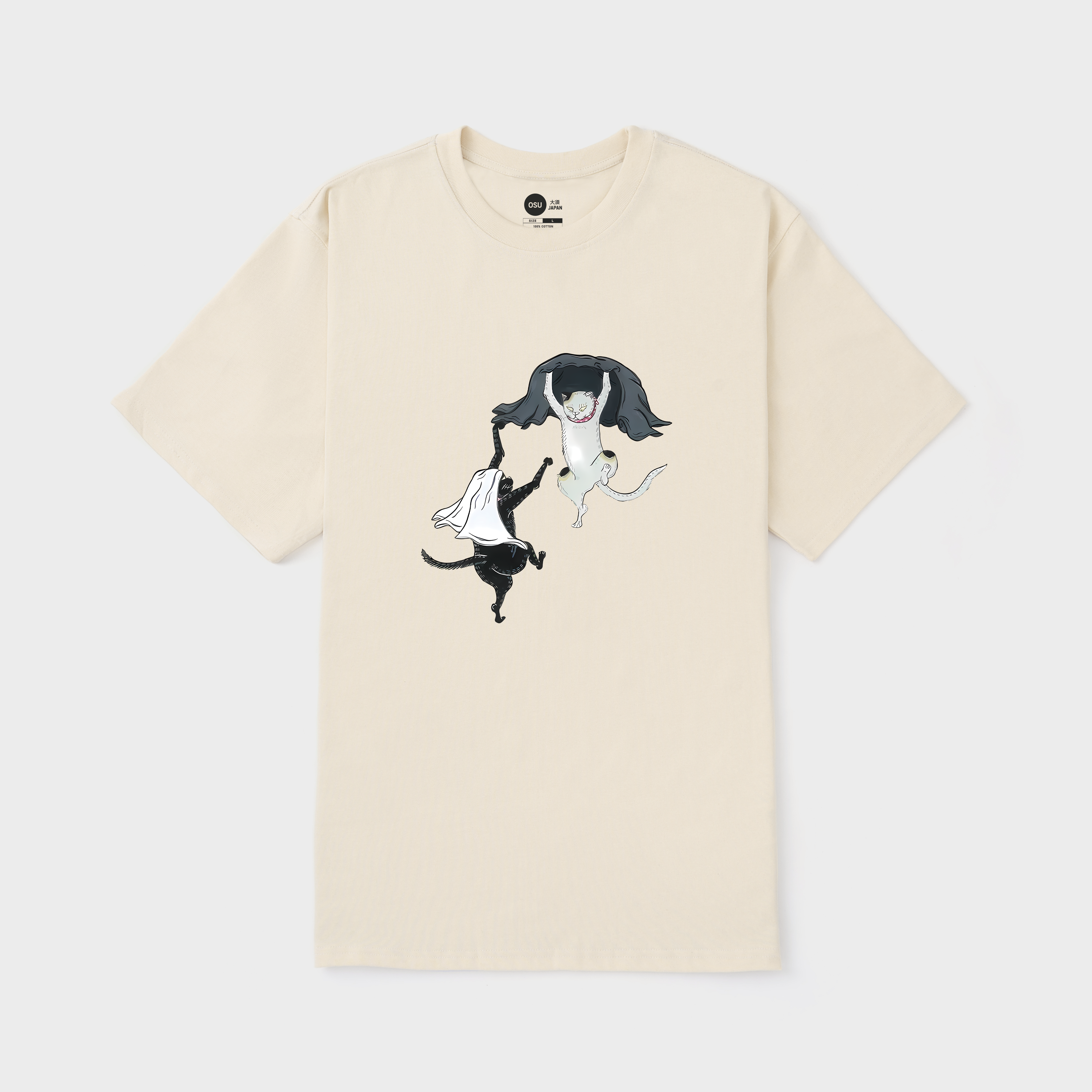 JAPANESE CATS CHASE EACH OTHER T-SHIRT / KEM