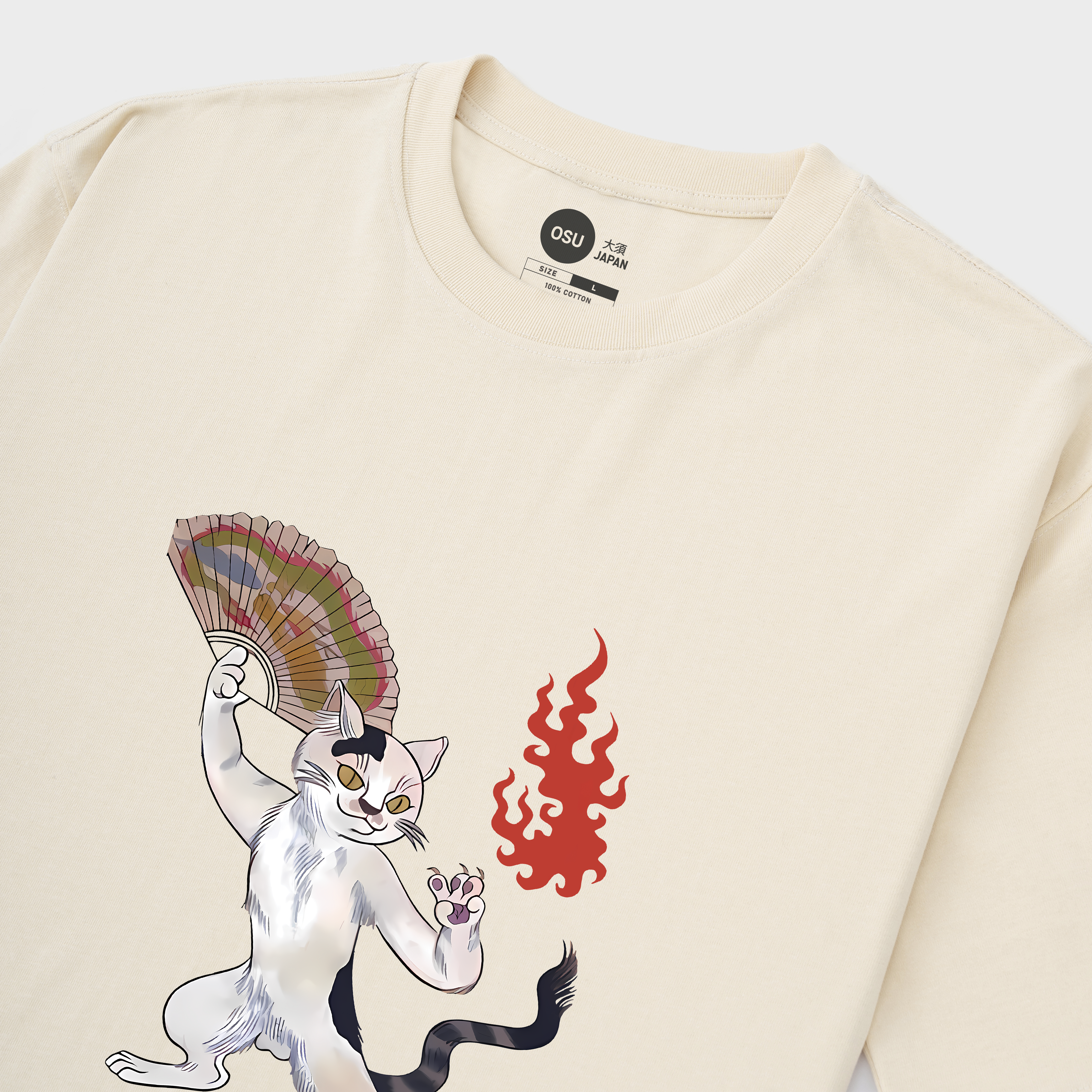 JAPANESE CAT FIRE T-SHIRT / KEM