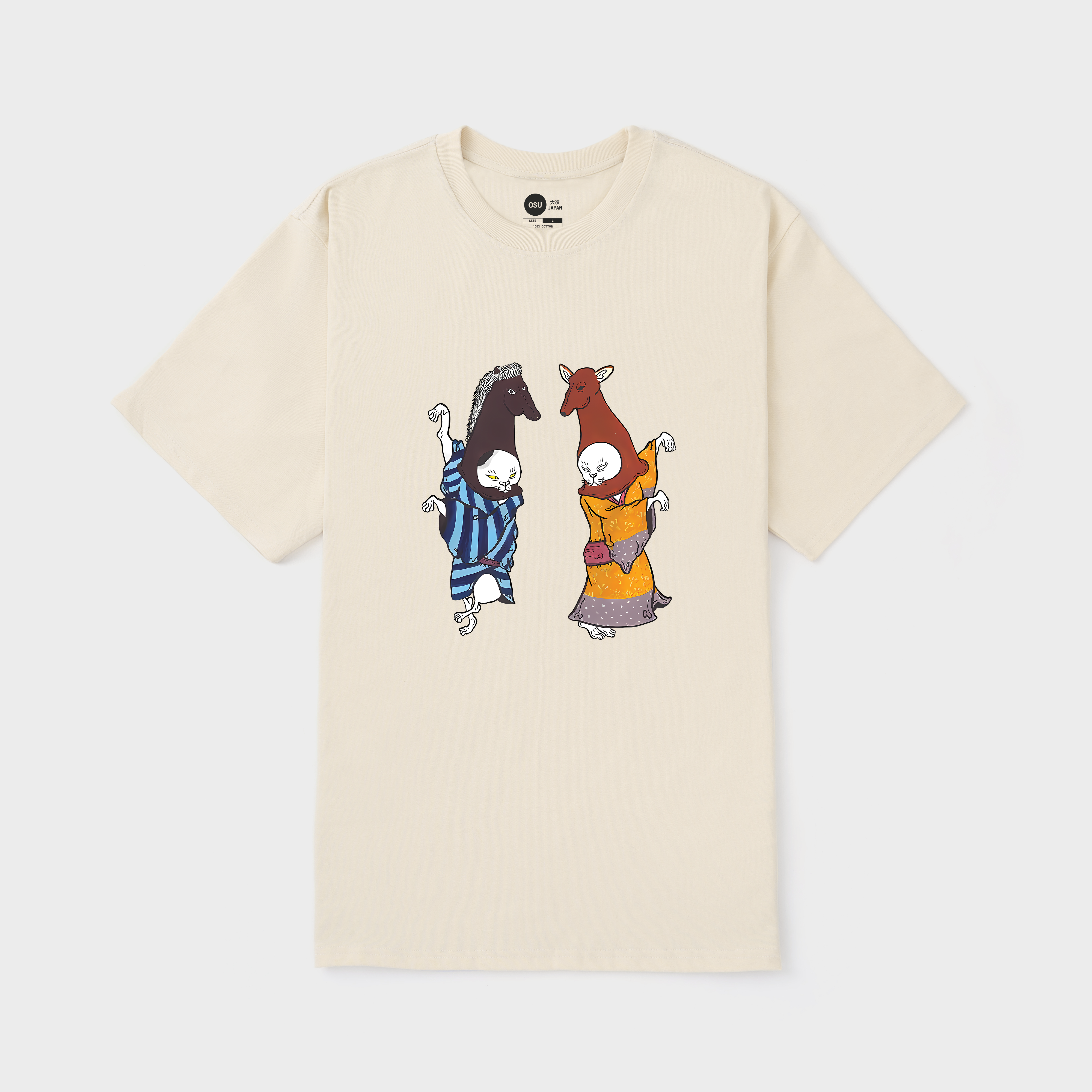 JAPANESE CAT WITH HORSE HEAD DANCING T-SHIRT / KEM