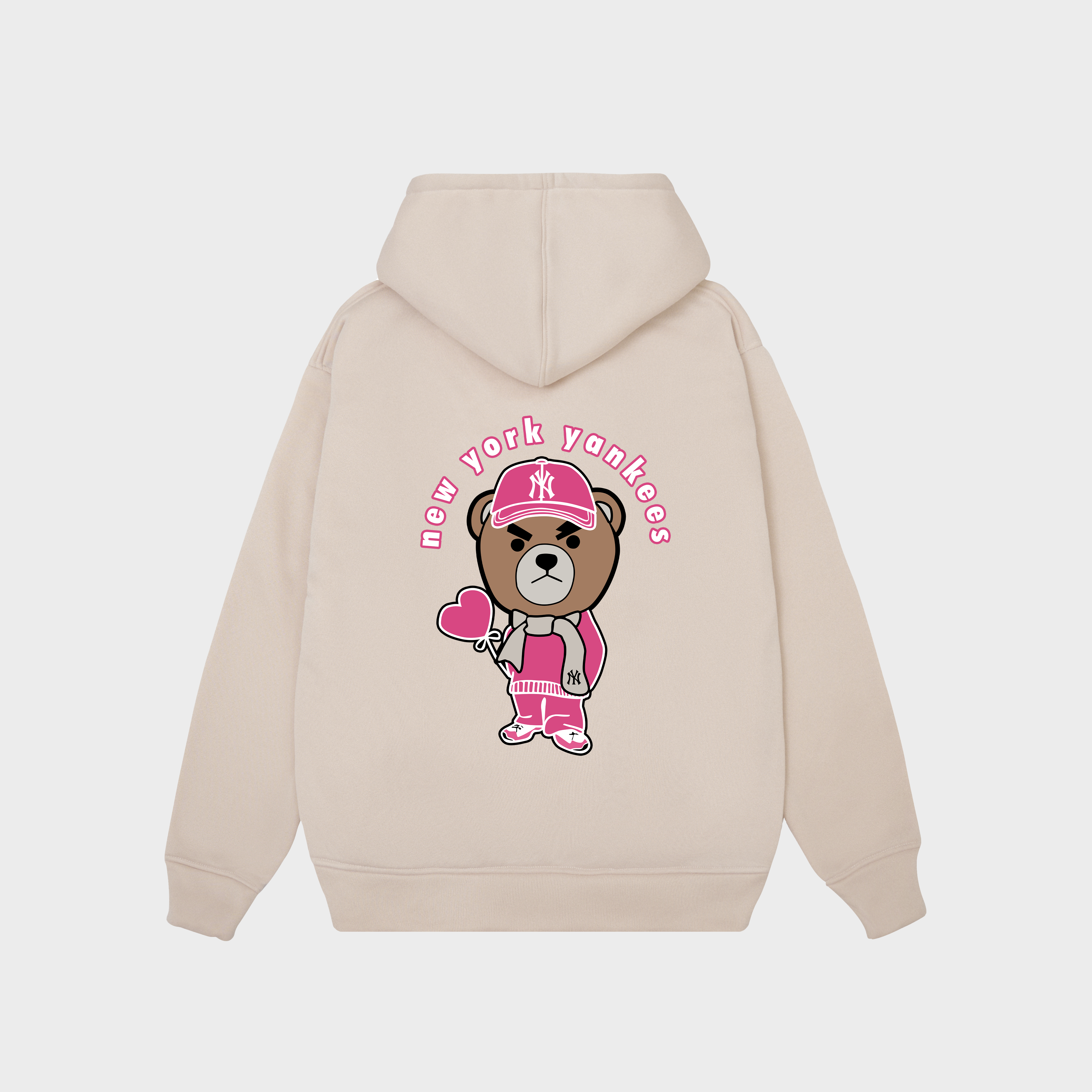 MLB New York Yankees Bear Heart Pink Hoodie