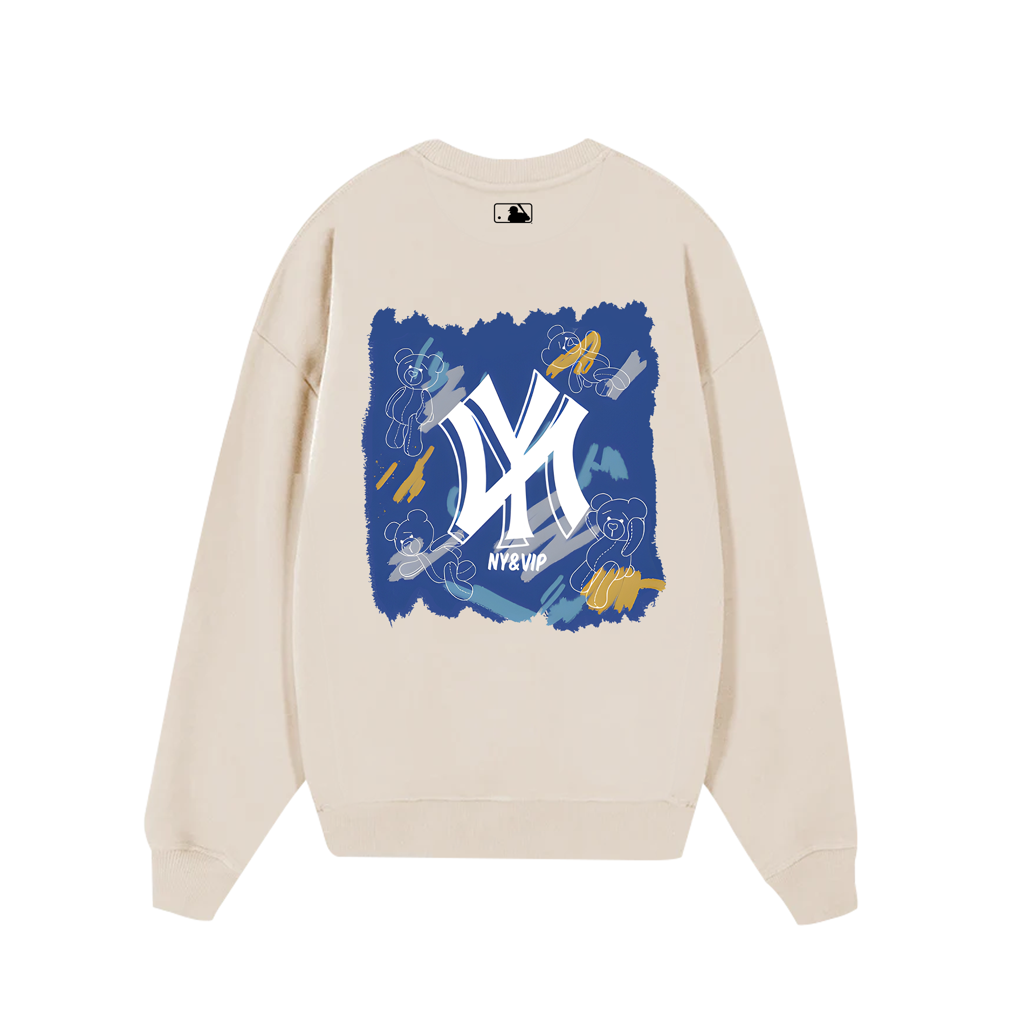 MLB Floral Teddy Bear Bleached Color Sweater