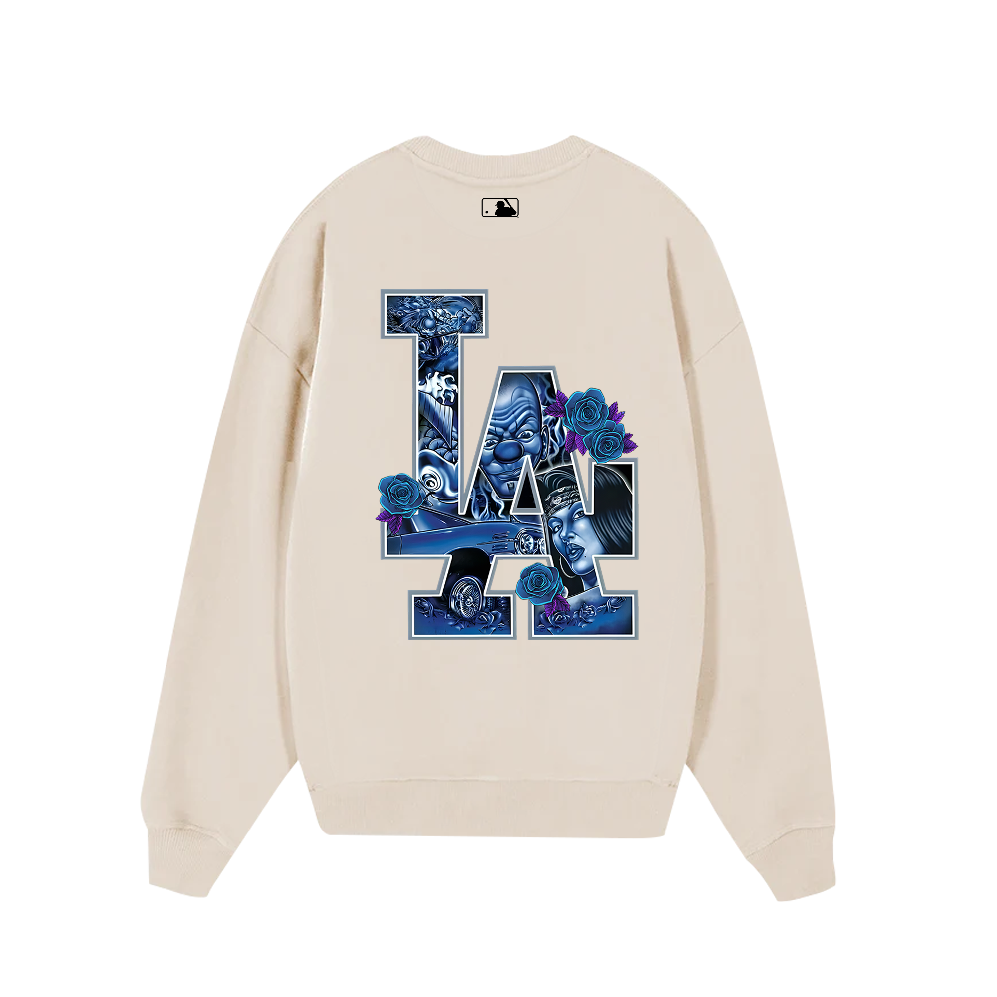 MBL FLoral Blue Rose Gangster Sweater