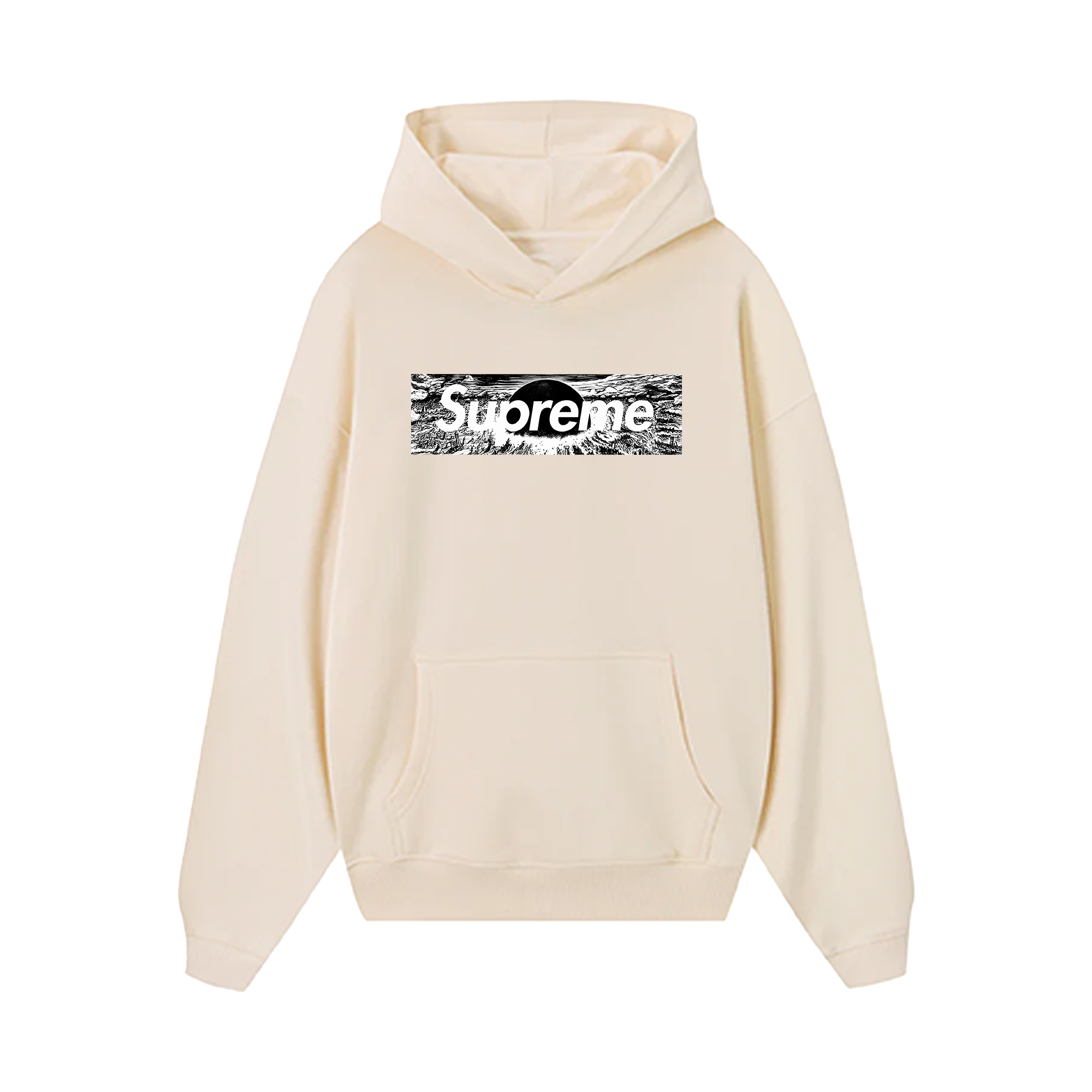 Supreme Black White Logo Hoodie