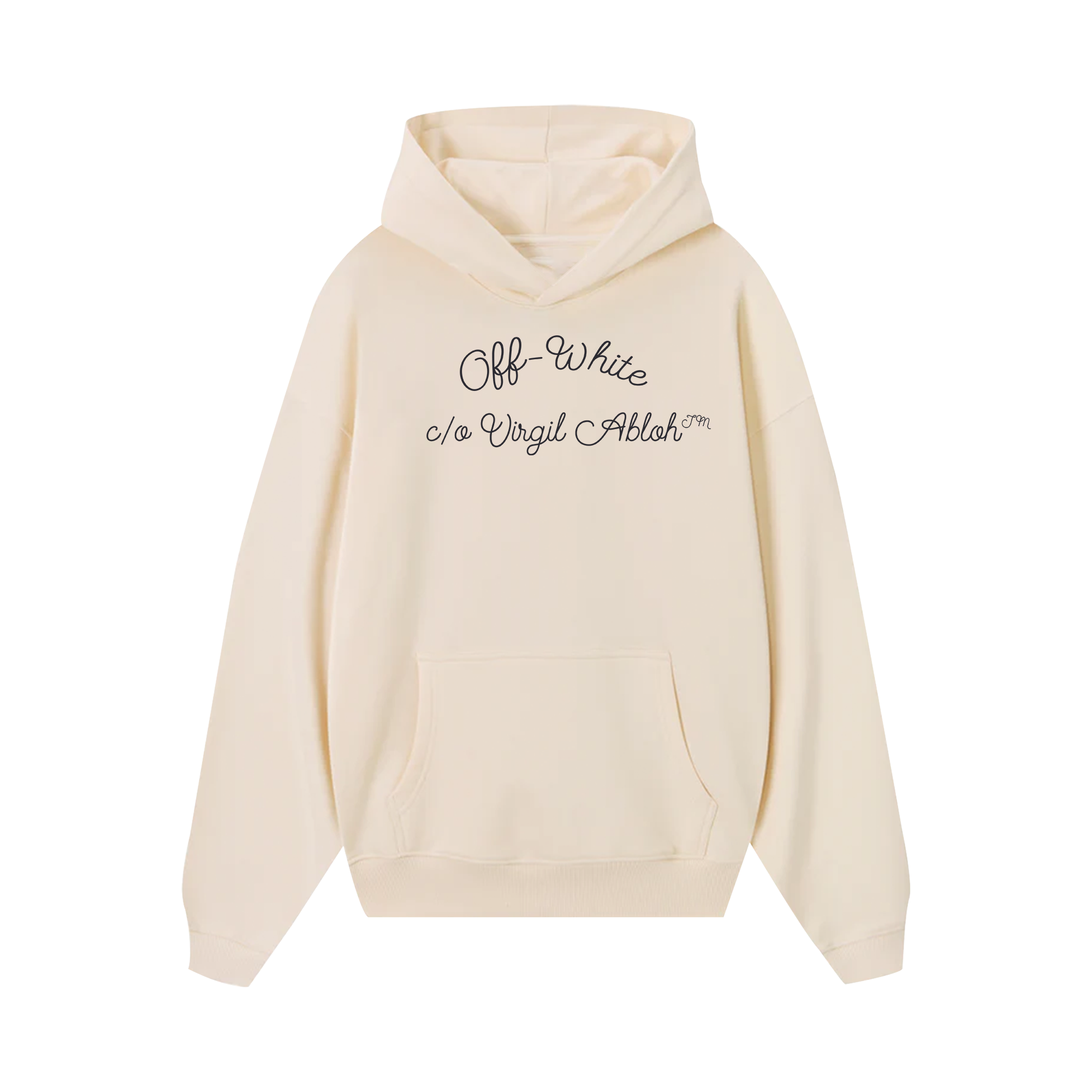 Off White Embr Script Type Fitted Hoodie