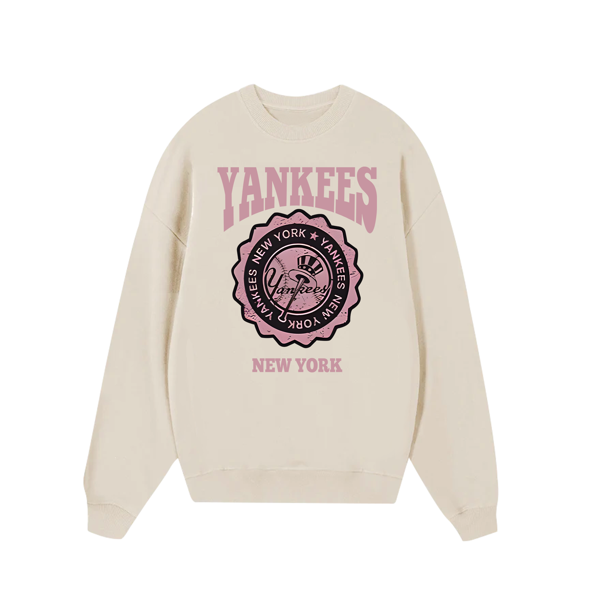 MLB Floral Yankees Retro Pink Logo Sweater