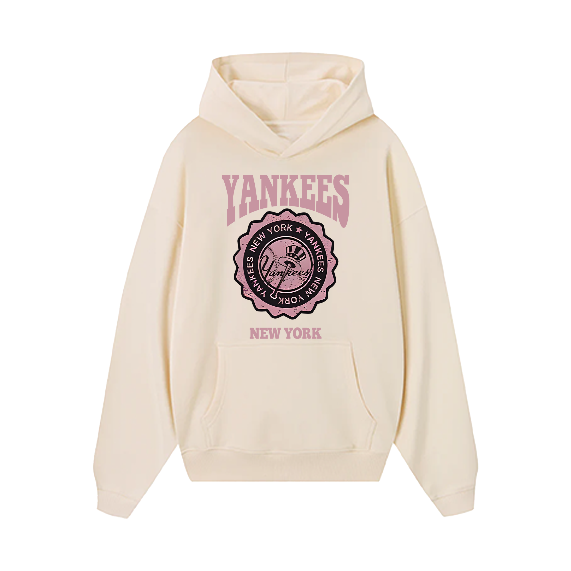 MLB Floral Yankees Retro Pink Logo Hoodie